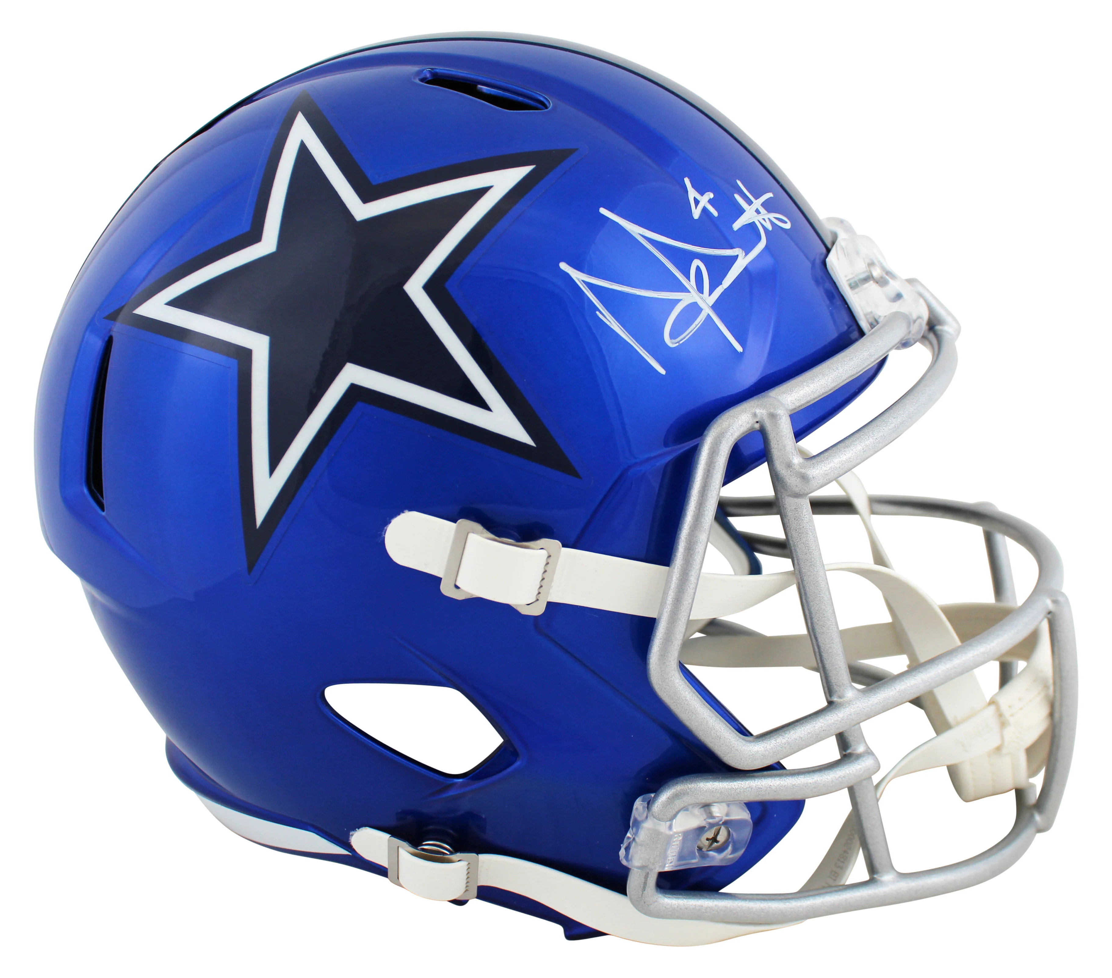 Cowboys Dak Prescott Signed Flash Full Size Speed Rep Helmet w/ Case BAS Wit - Image 3