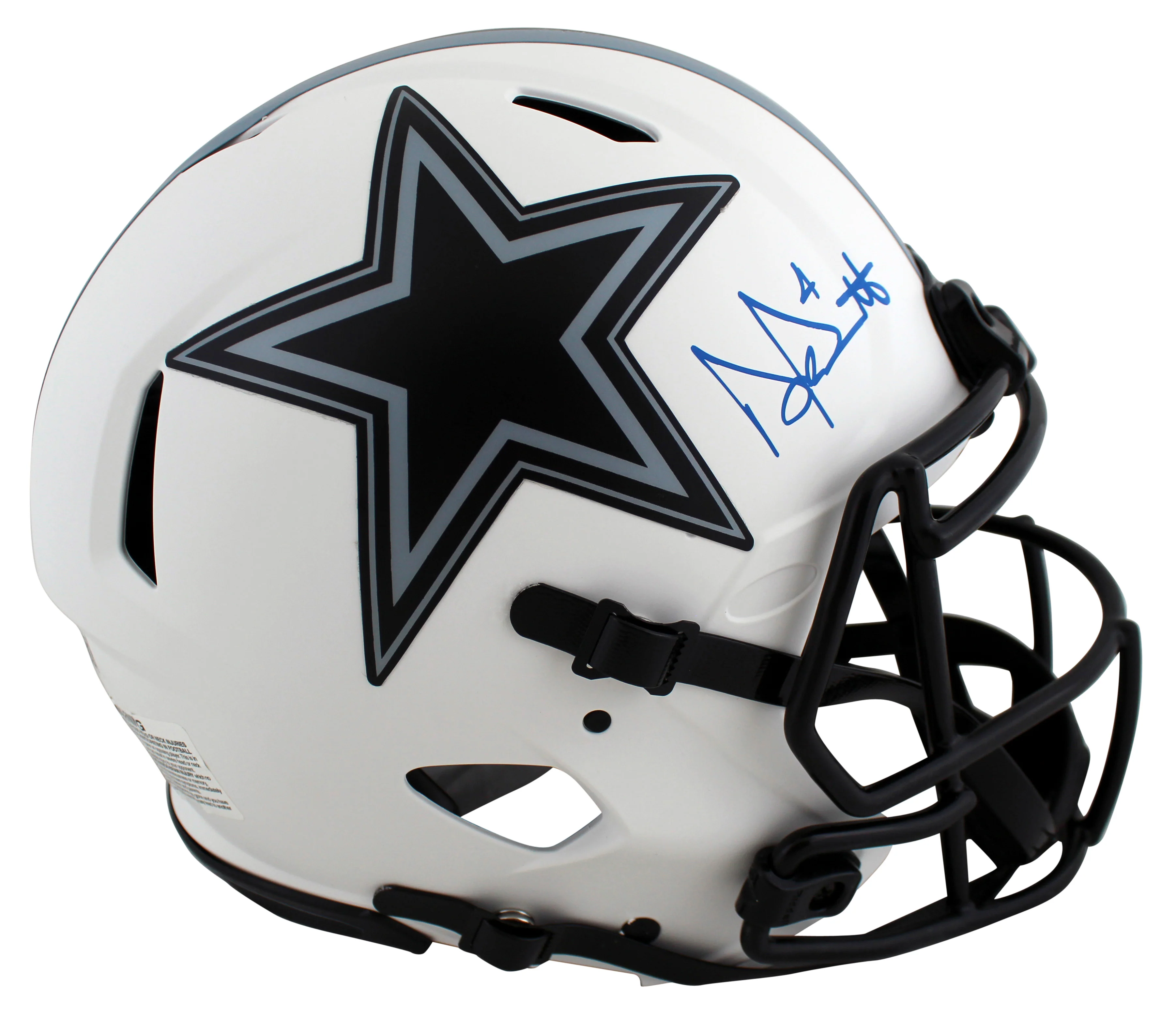 Cowboys Dak Prescott Signed Lunar Full Size Speed Proline Helmet w/ Case BAS Wit - Image 3