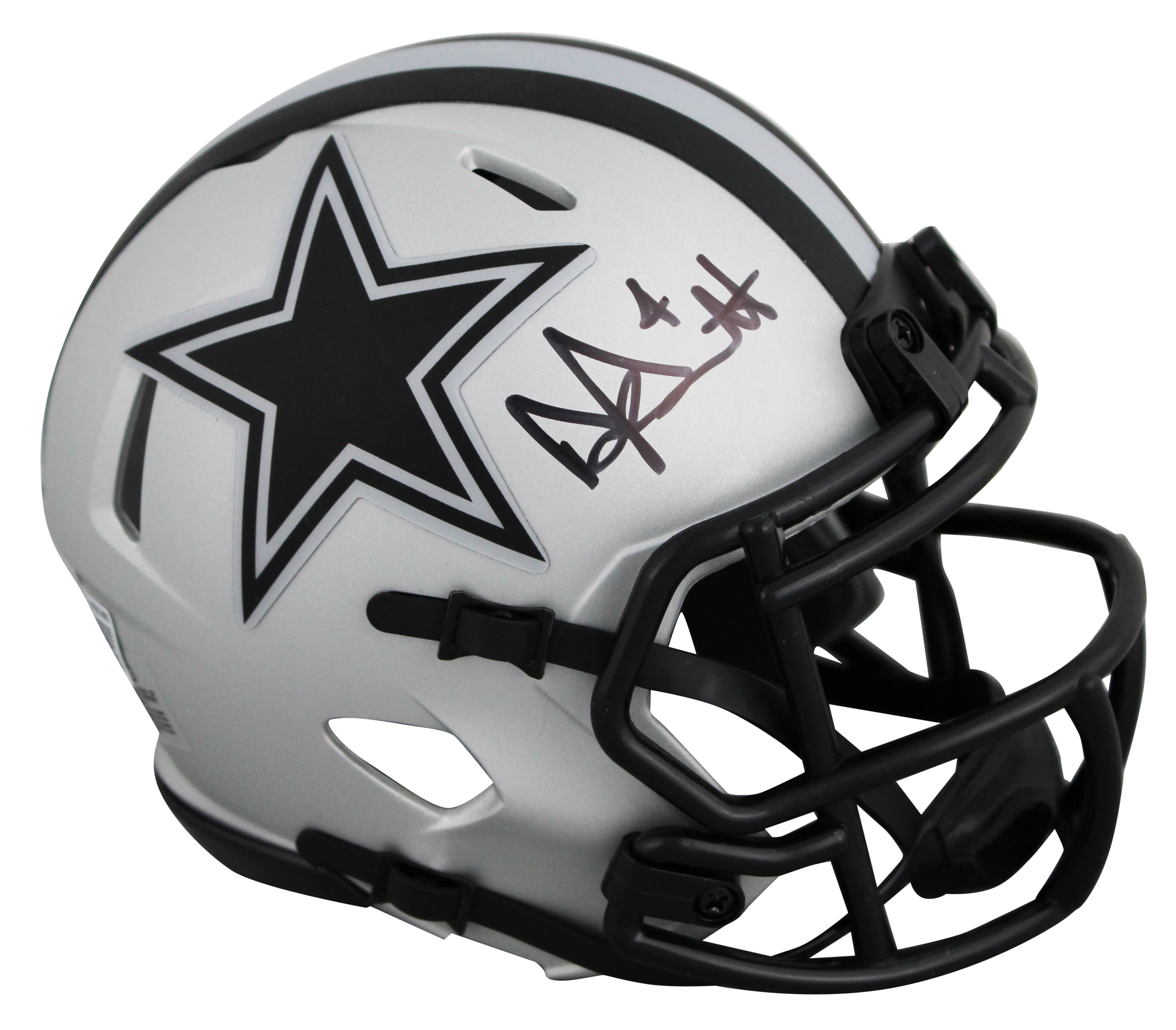 Cowboys Dak Prescott Signed Rave Speed Mini Helmet W/ Case BAS Witnessed - Image 3