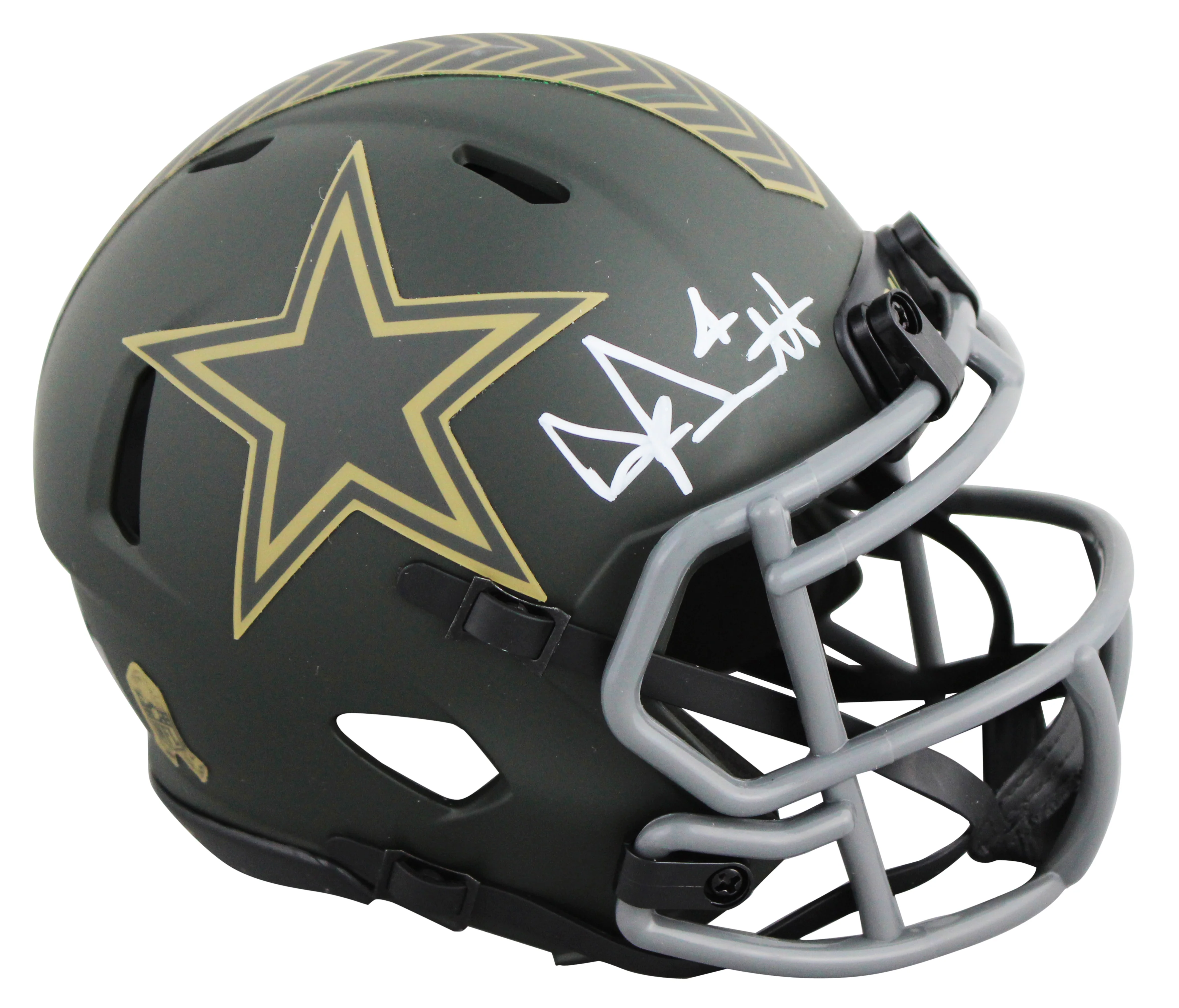 Cowboys Dak Prescott Signed STS IV Speed Mini Helmet W/ Case BAS Witnessed - Image 3