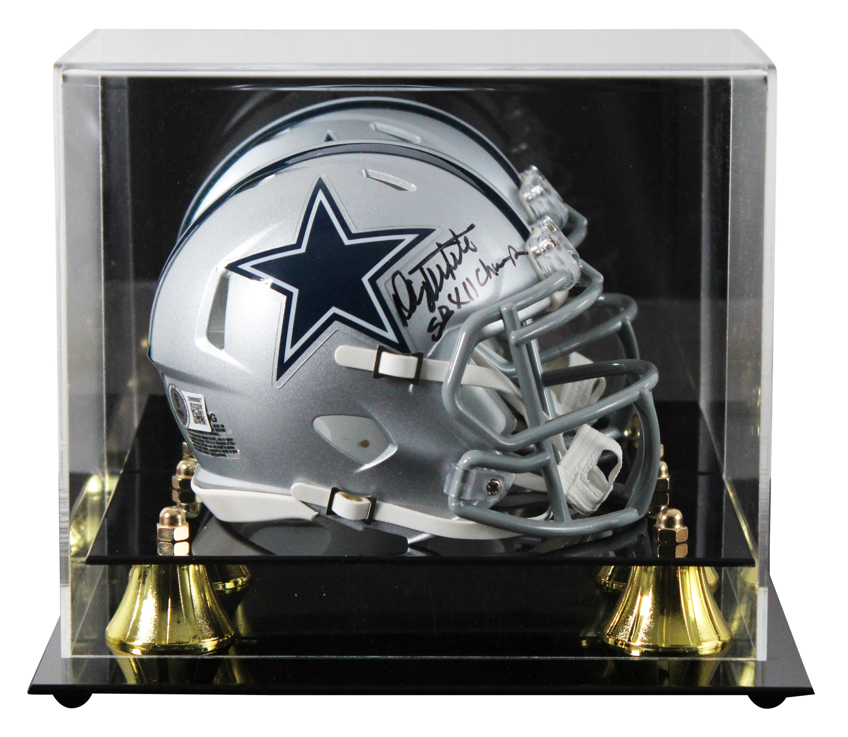 Cowboys Danny White "SB XII Champs" Signed Speed Mini Helmet w/ Case BAS Witness - Image 2
