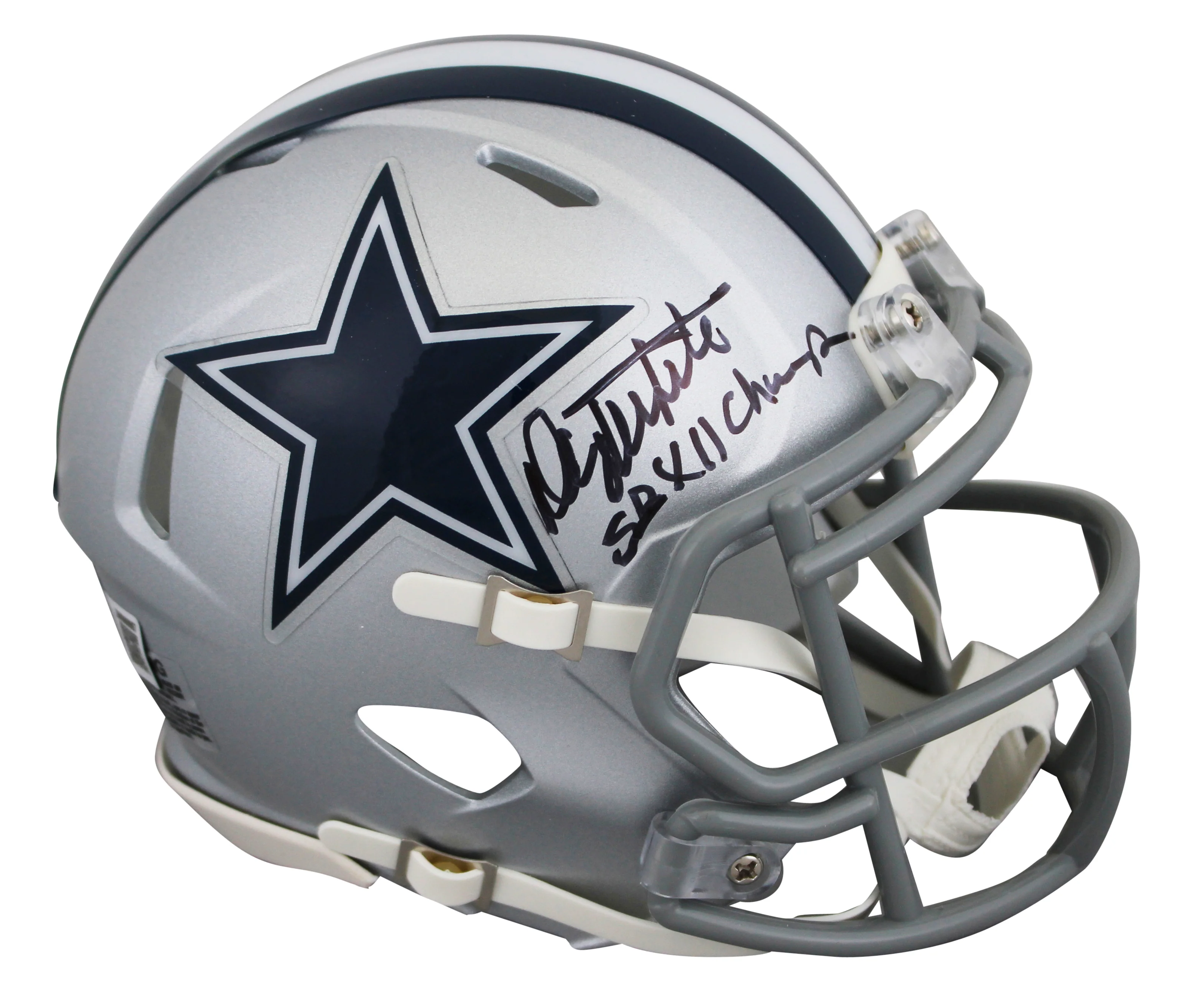 Cowboys Danny White "SB XII Champs" Signed Speed Mini Helmet w/ Case BAS Witness - Image 3