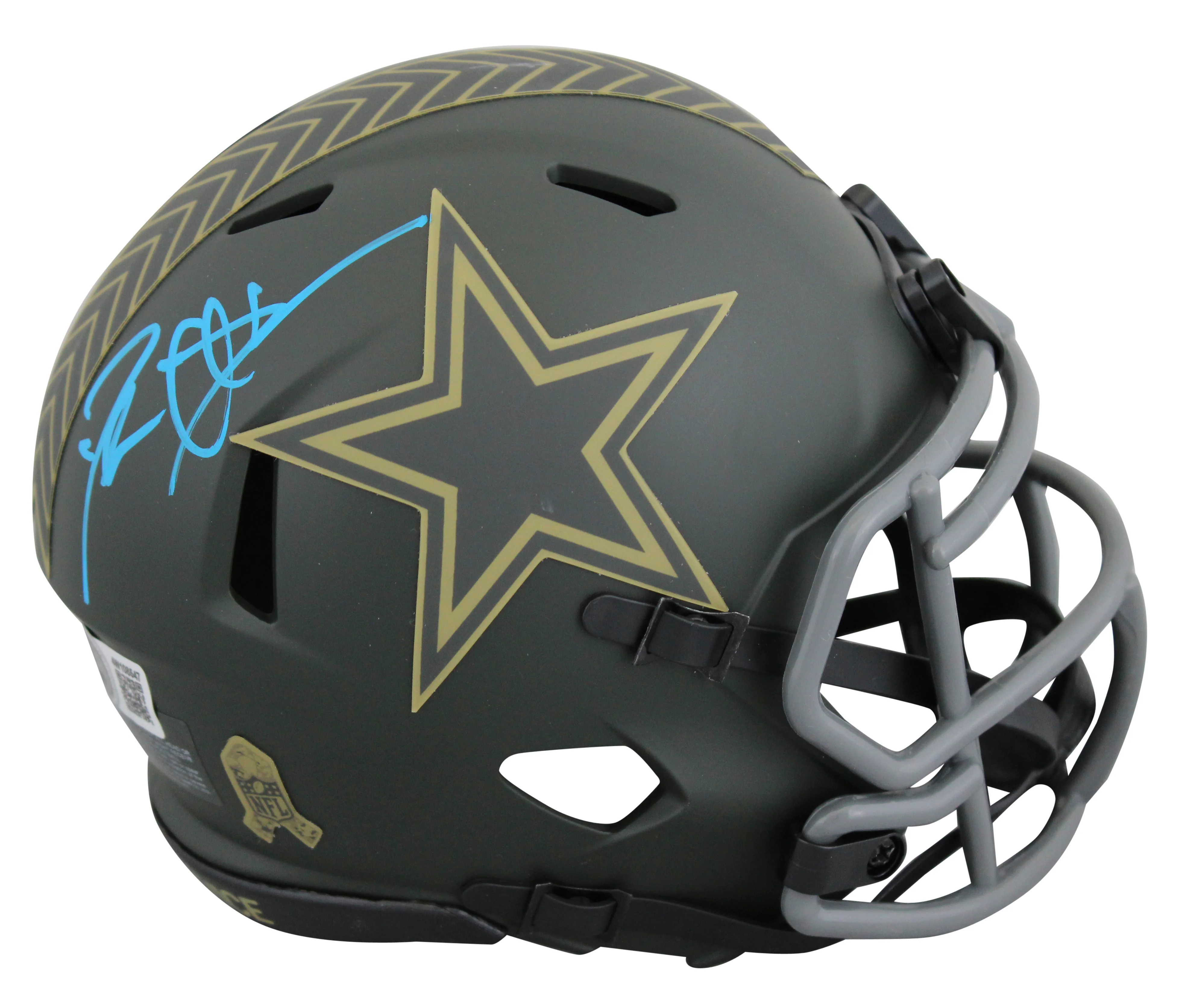 Cowboys Deion Sanders Signed Salute to Service IV Speed Mini Helmet BAS Witness - Image 2