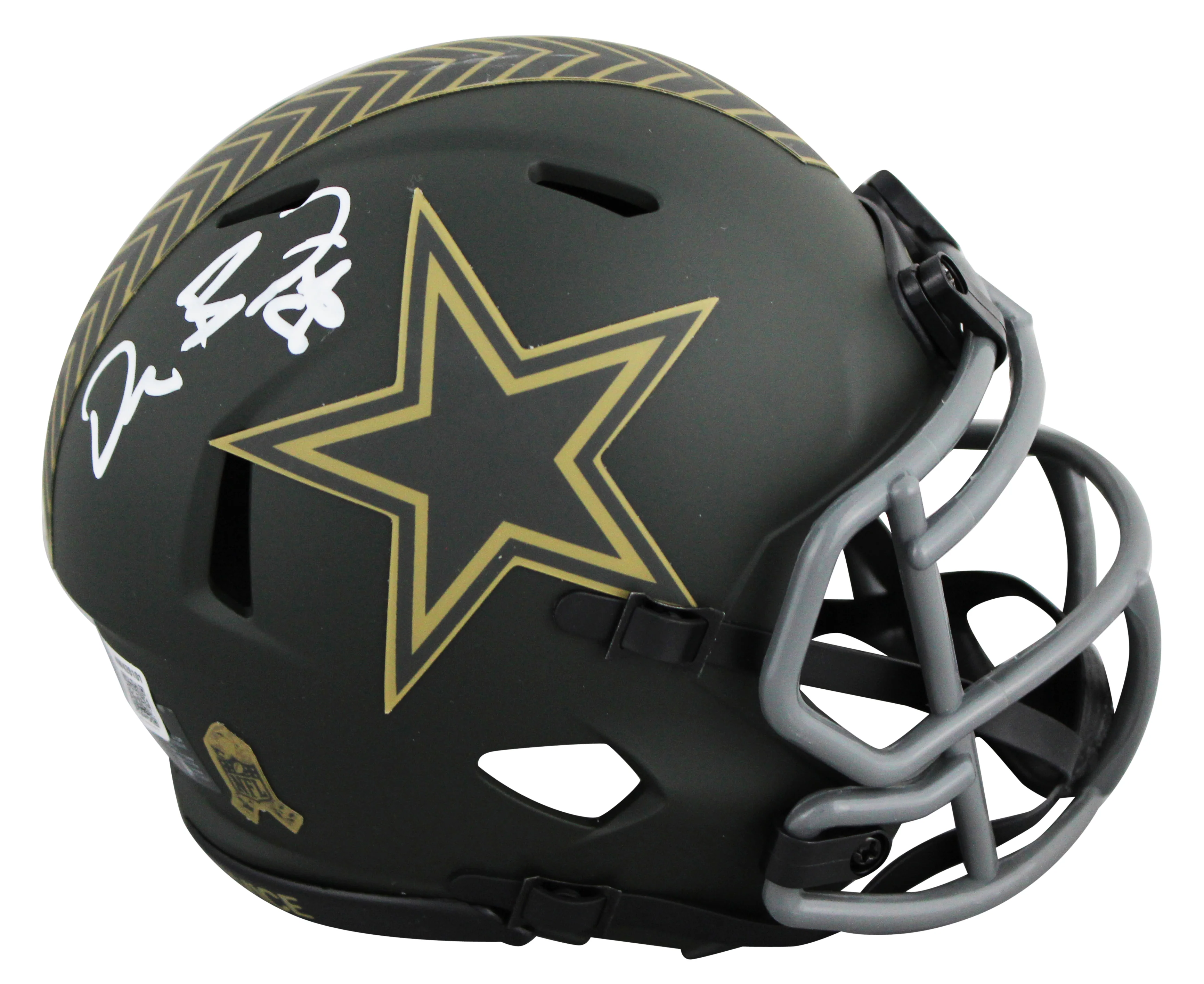 Cowboys Dez Bryant Signed Salute to Service IV Speed Mini Helmet BAS Witnessed - Image 2