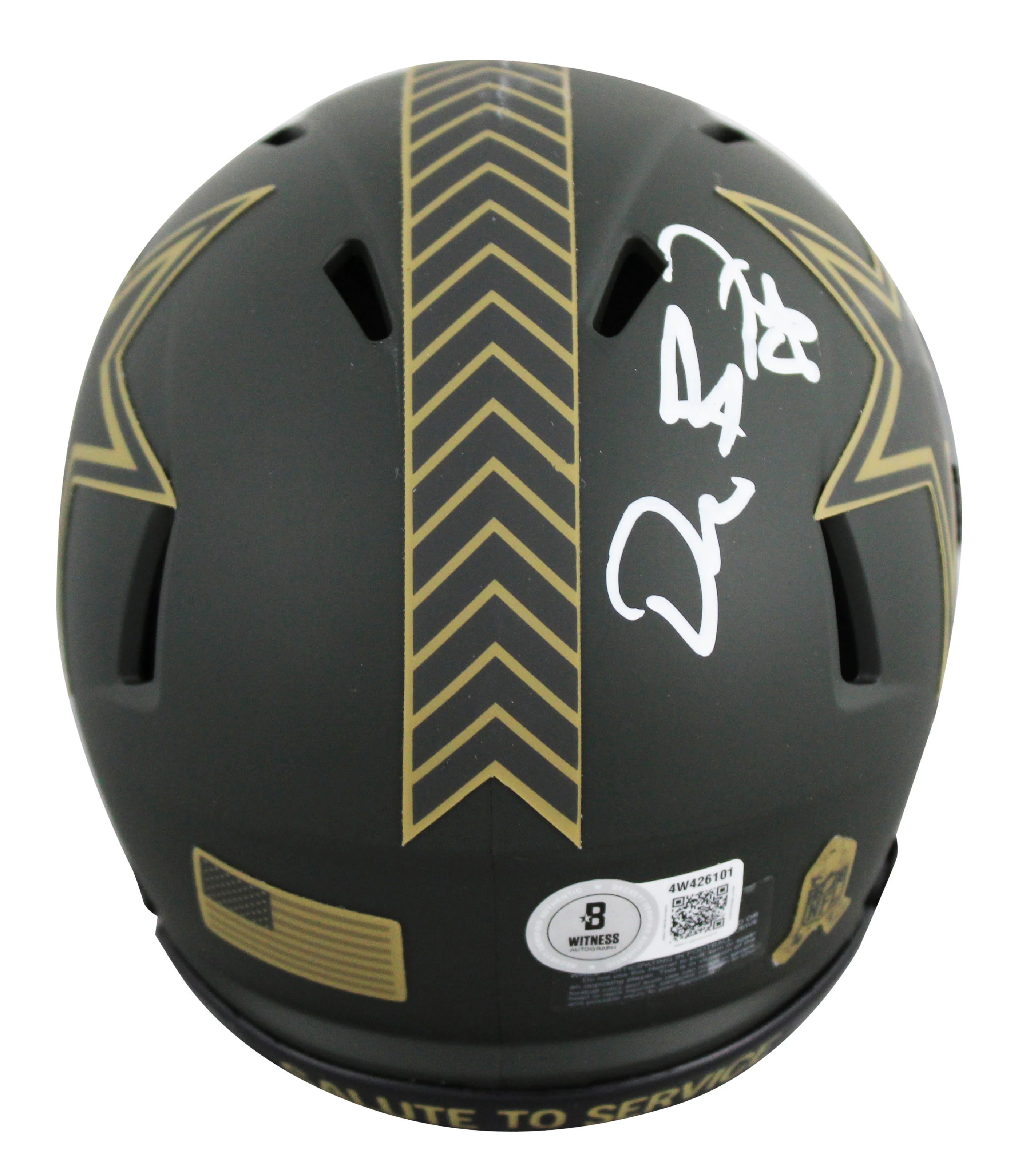 Cowboys Dez Bryant Signed Salute to Service IV Speed Mini Helmet BAS Witnessed - Image 3