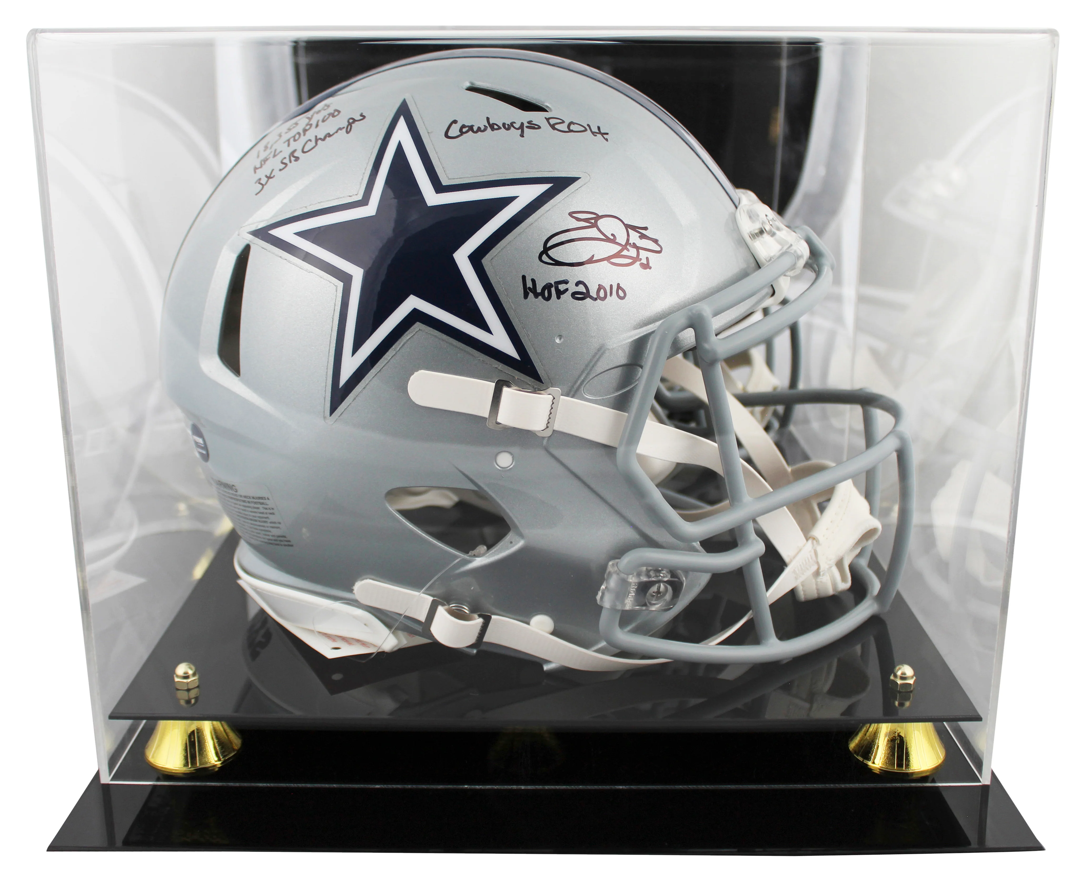 Cowboys Emmitt Smith "Career Stat" Signed F/S Speed Proline Helmet W/ Case BAS W - Image 2