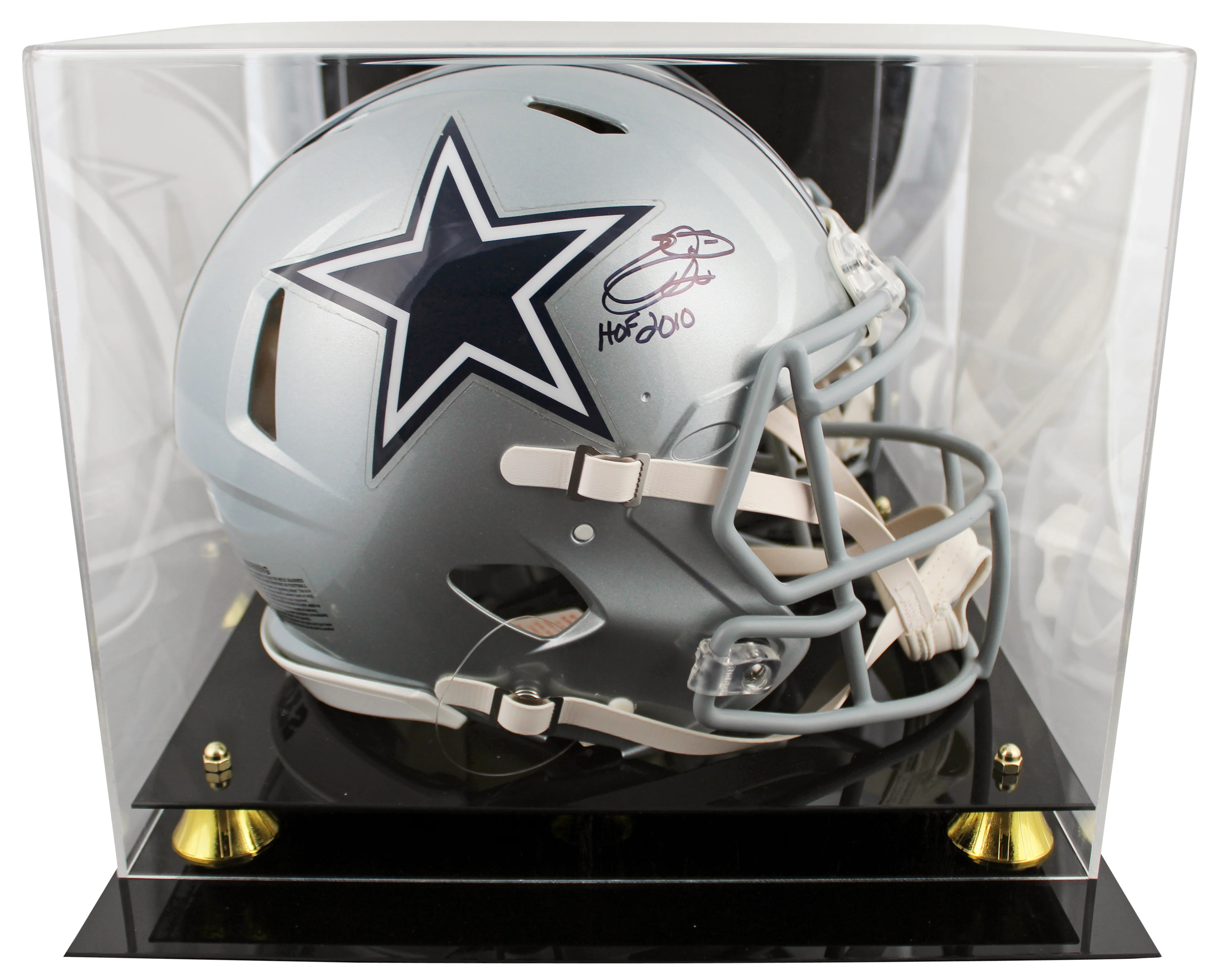 Cowboys Emmitt Smith "HOF 10" Signed F/S Speed Proline Helmet W/ Case BAS Wit - Image 2