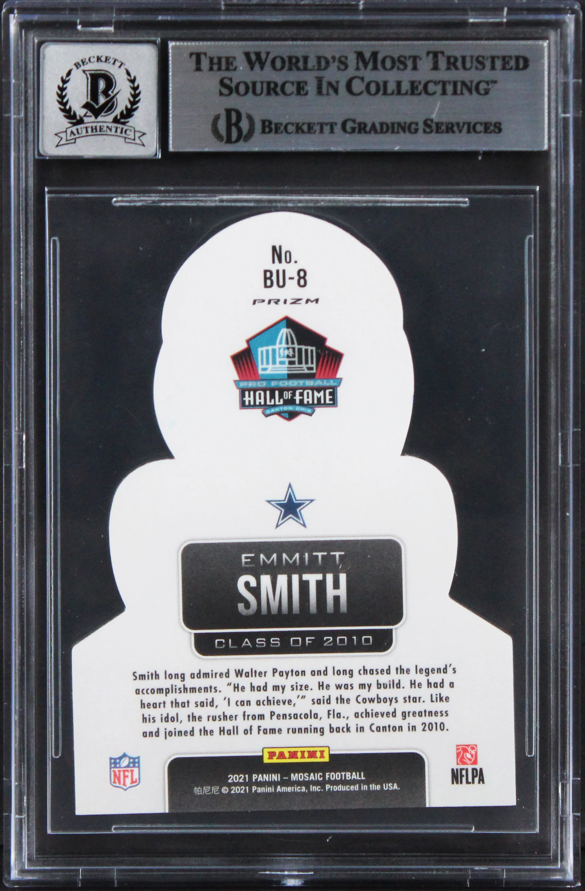 Cowboys Emmitt Smith Signed 2022 Panini Mosaic Busted #8 Card Auto 10! BAS Slab - Image 3