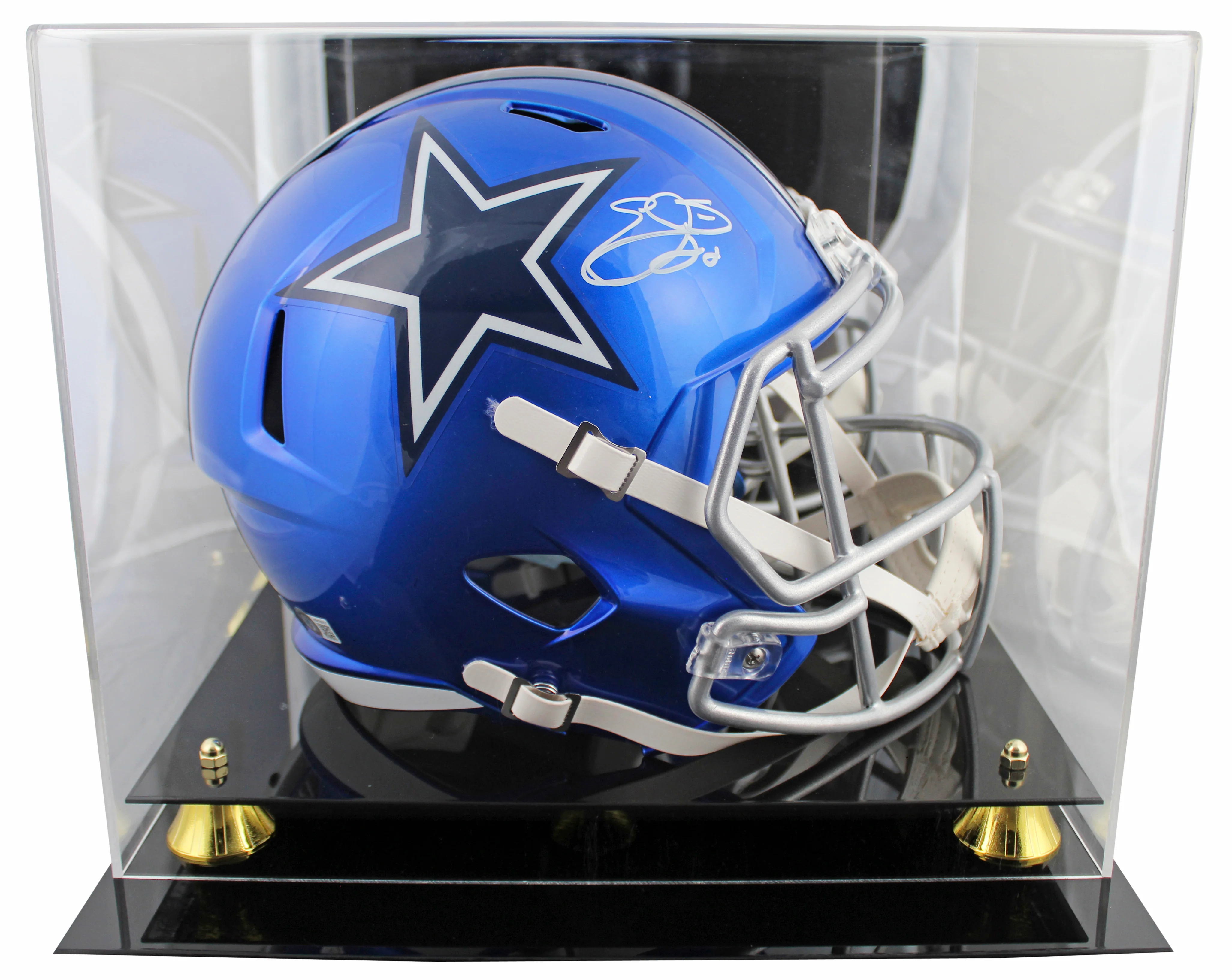 Cowboys Emmitt Smith Signed Flash Full Size Speed Rep Helmet W/ Case BAS Witness - Image 2