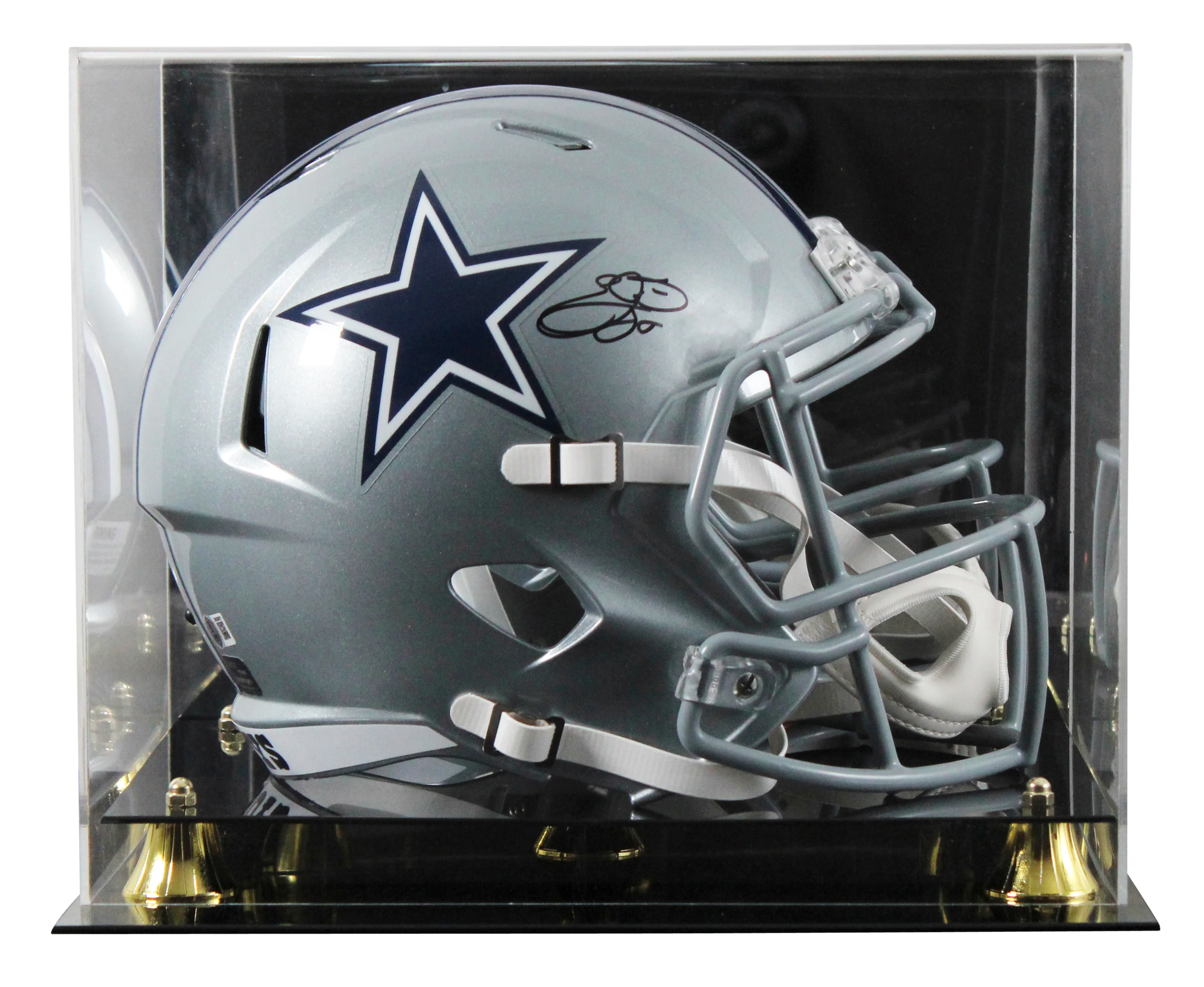 Cowboys Emmitt Smith Signed Full Size Speed Rep Helmet W/ Case BAS Witnessed - Image 2