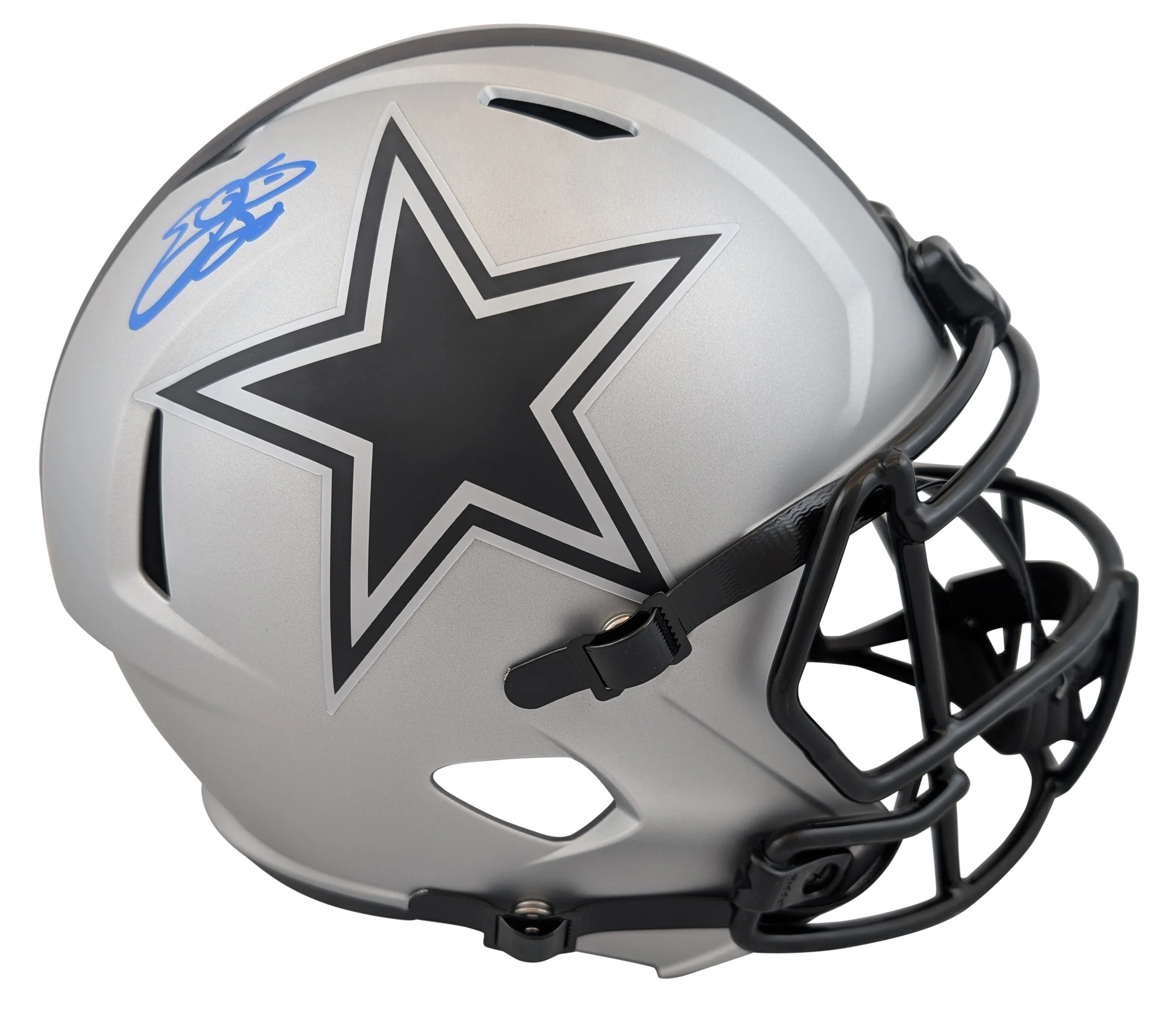 Cowboys Emmitt Smith Signed Rave Full Size Speed Rep Helmet BAS Witnessed - Image 2