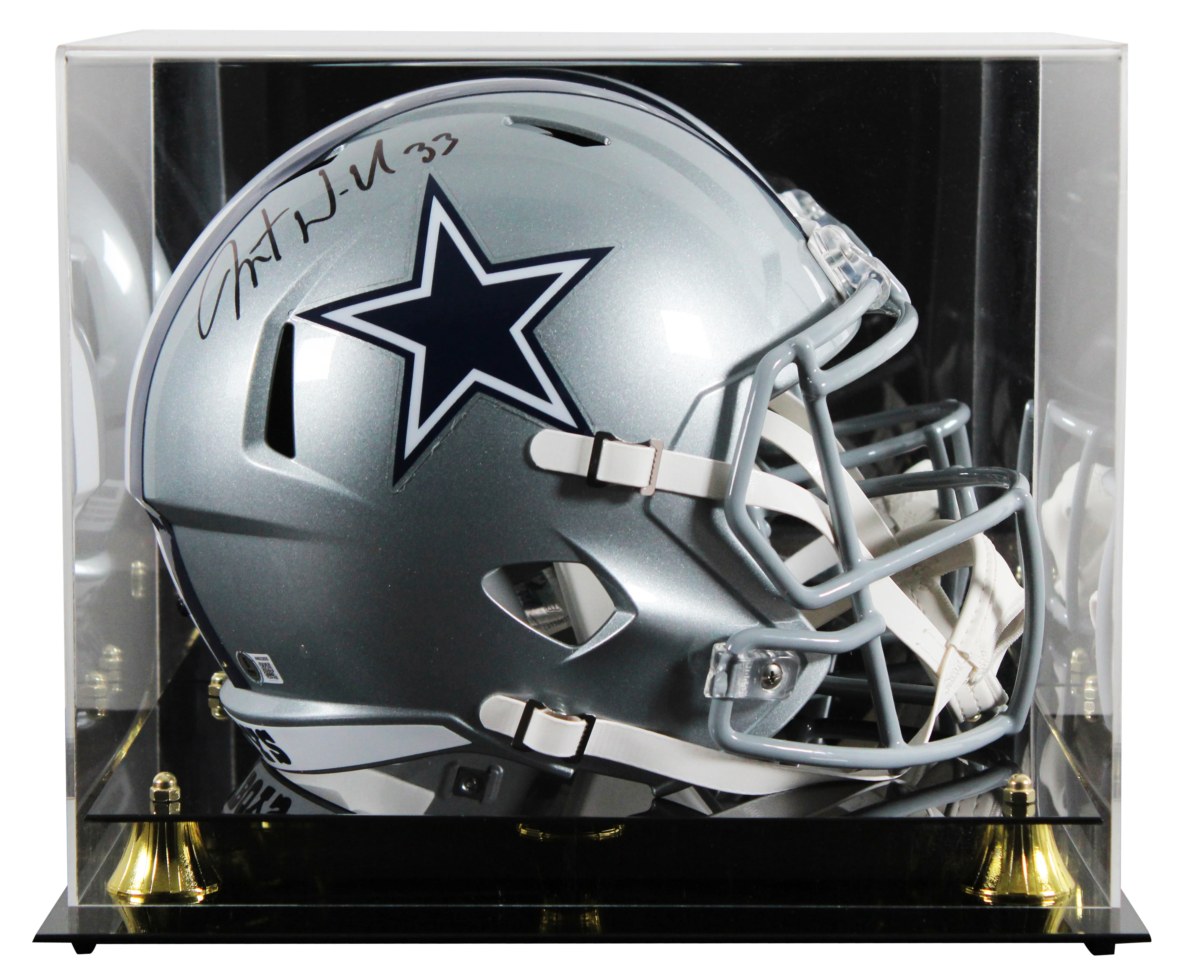 Cowboys Javonte Williams Signed Full Size Speed Rep Helmet W/ Case BAS Witnessed - Image 2