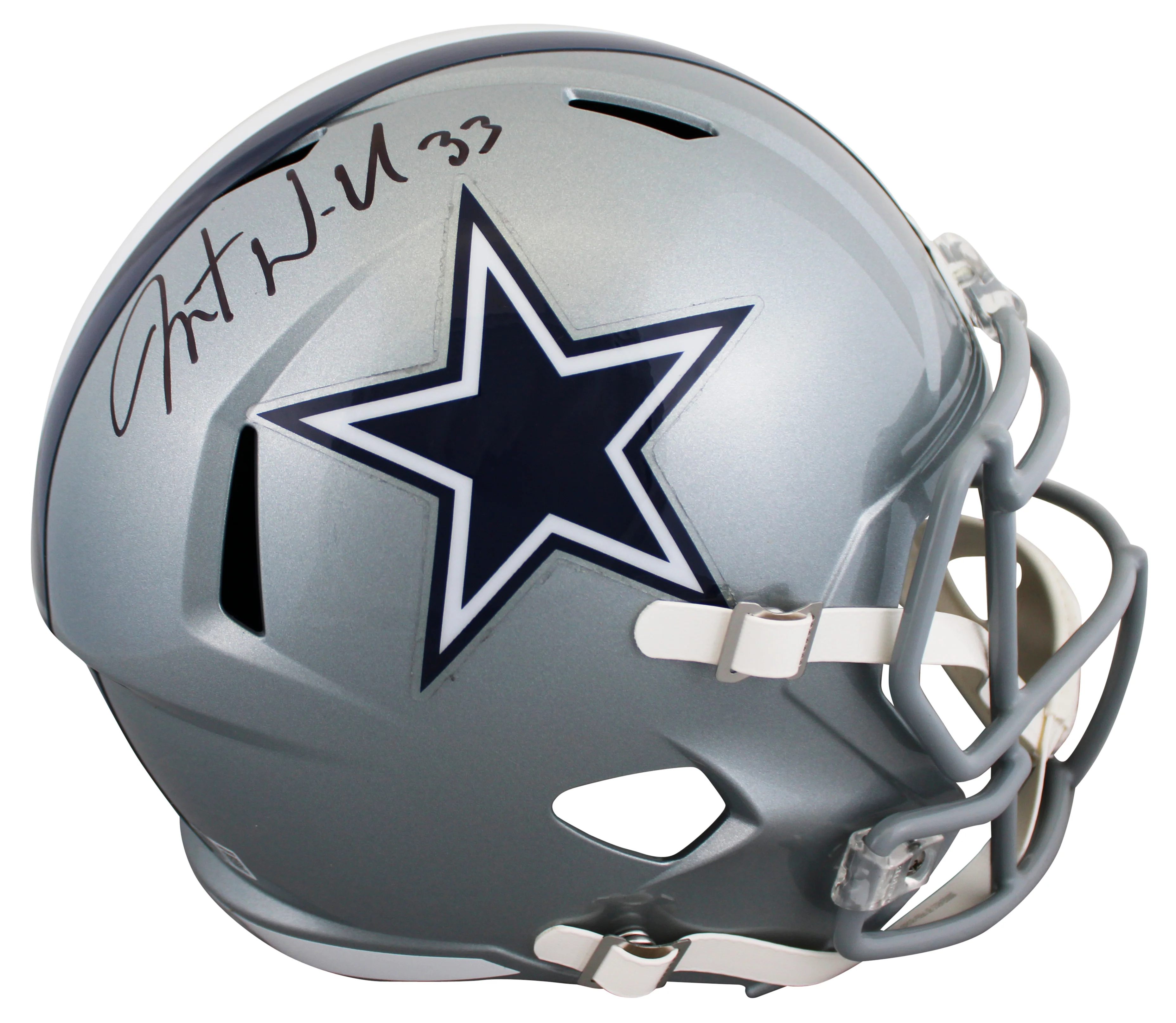 Cowboys Javonte Williams Signed Full Size Speed Rep Helmet W/ Case BAS Witnessed - Image 3