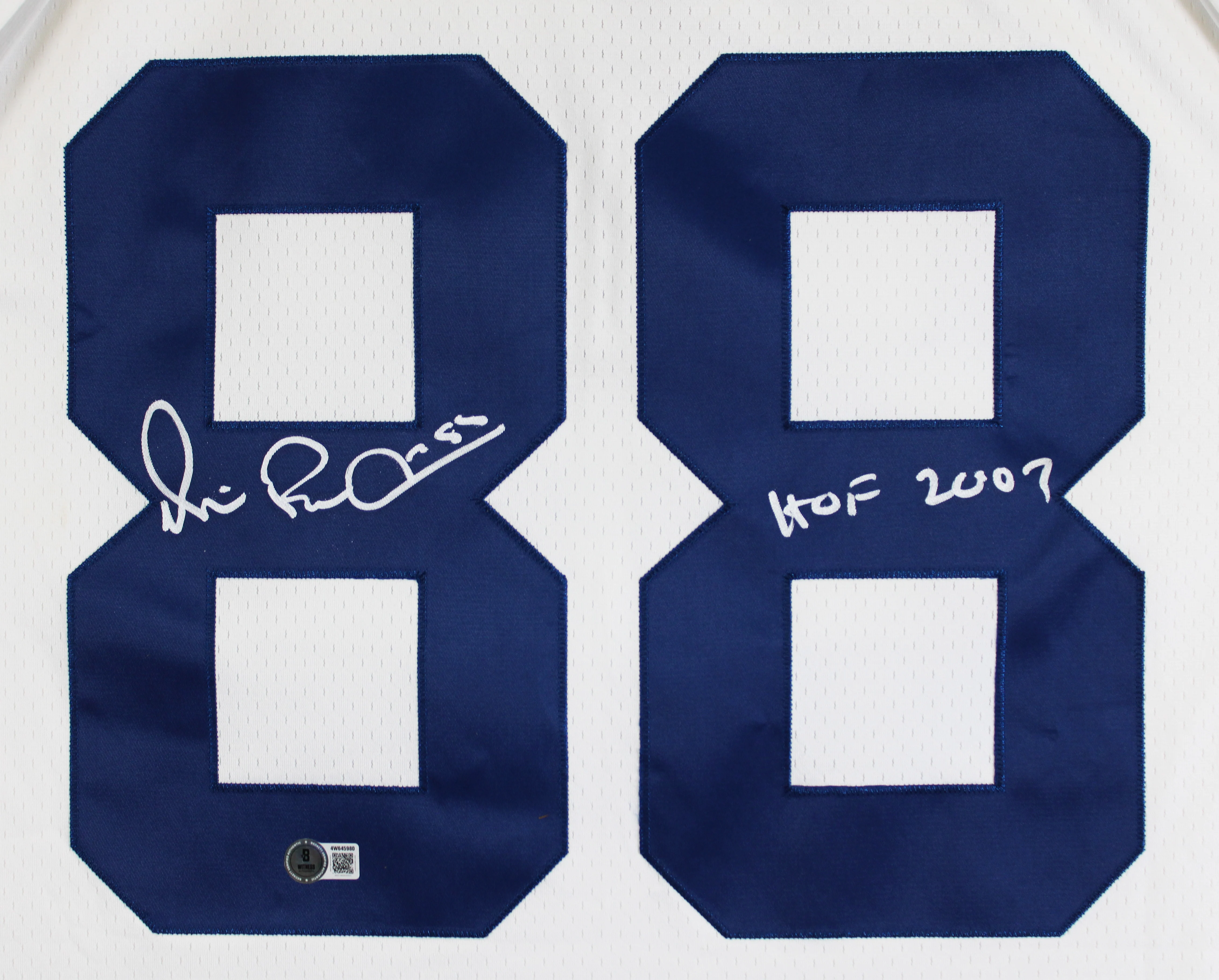 Cowboys Michael Irvin "HOF 2007" Signed White Mitchell & Ness Jersey BAS Witness - Image 4
