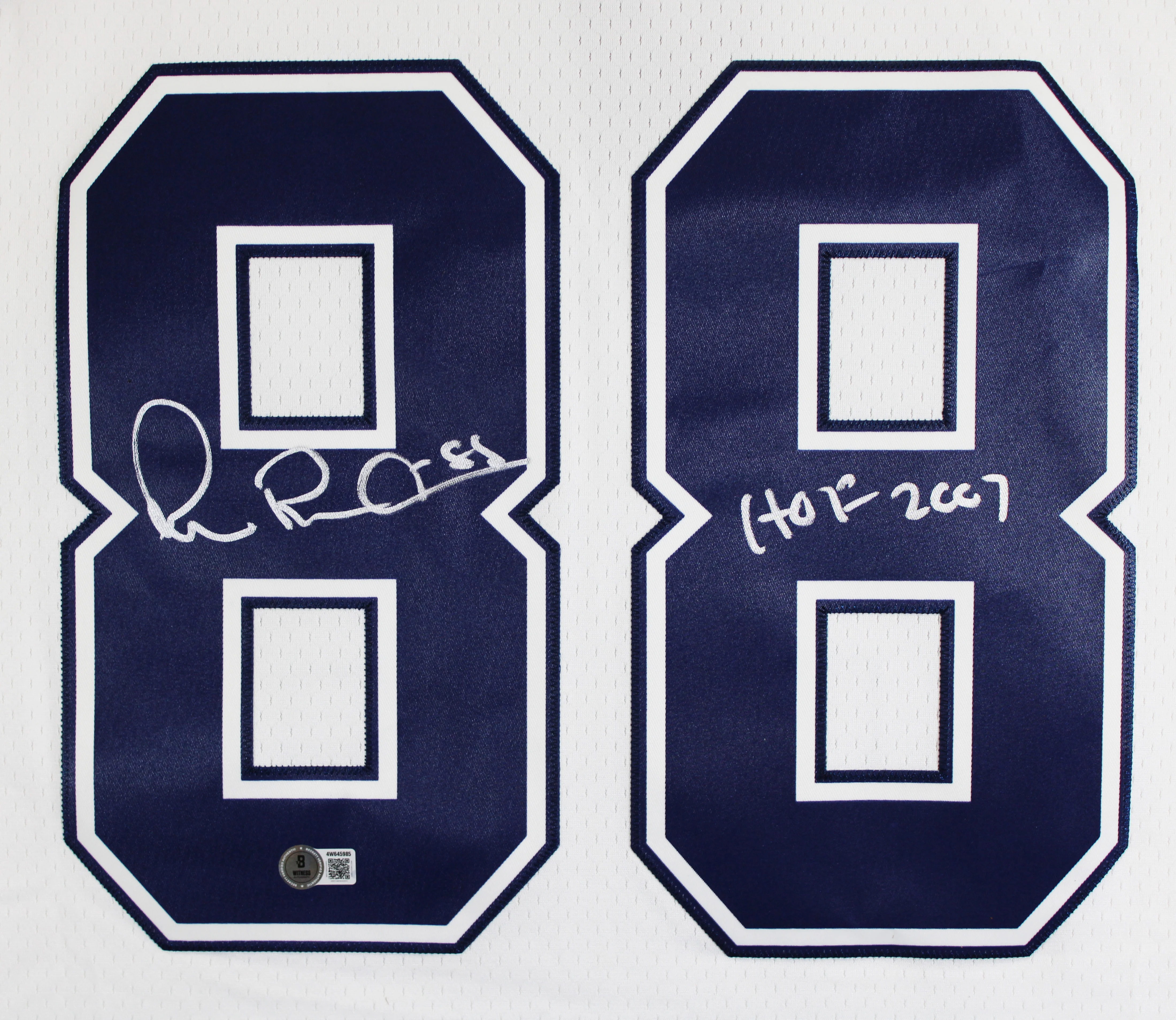 Cowboys Michael Irvin "HOF 2007" Signed White Thanksgiving M&N Jersey BAS Wit - Image 4