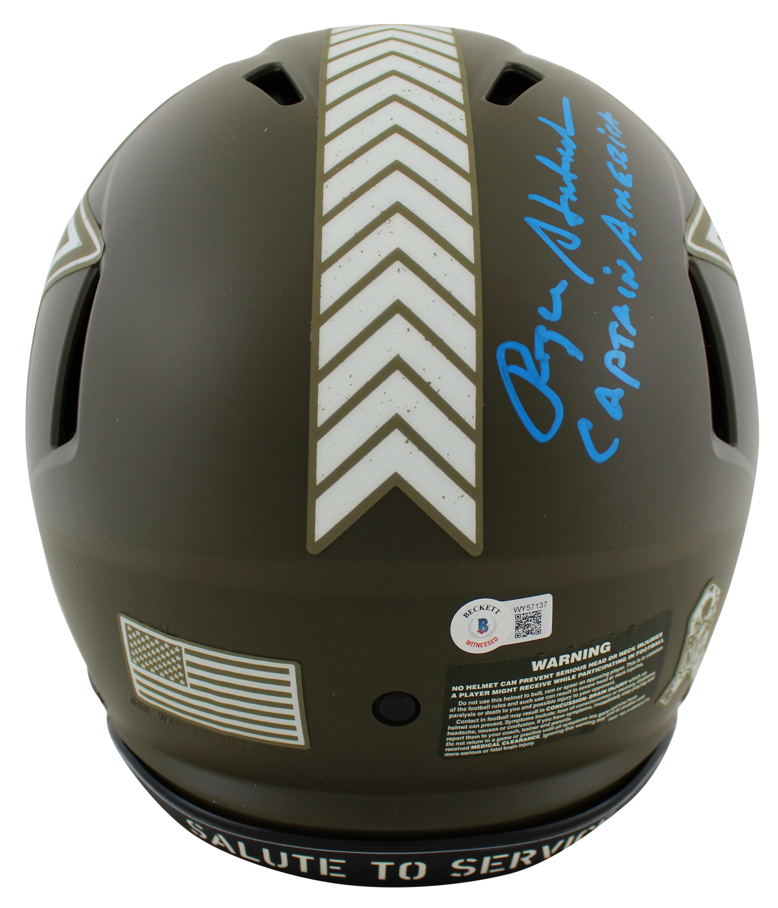 Cowboys Roger Staubach "CA" Signed STS F/S Speed Proline Helmet W/ Case BAS Wit - Image 5