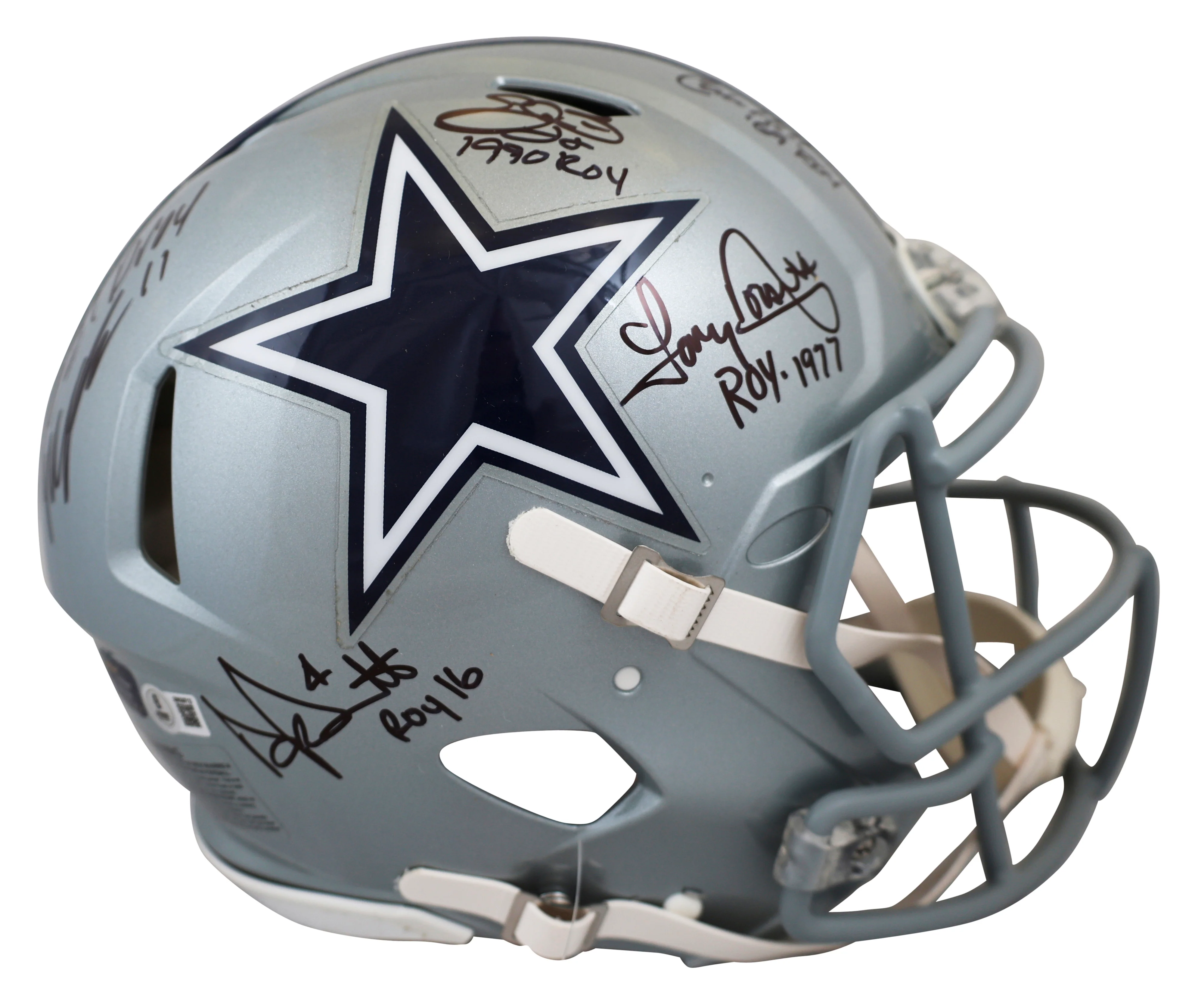 Cowboys Smith, Dorsett, Parsons, Prescott +1 Signed F/S Speed Proline Helmet BAS - Image 3