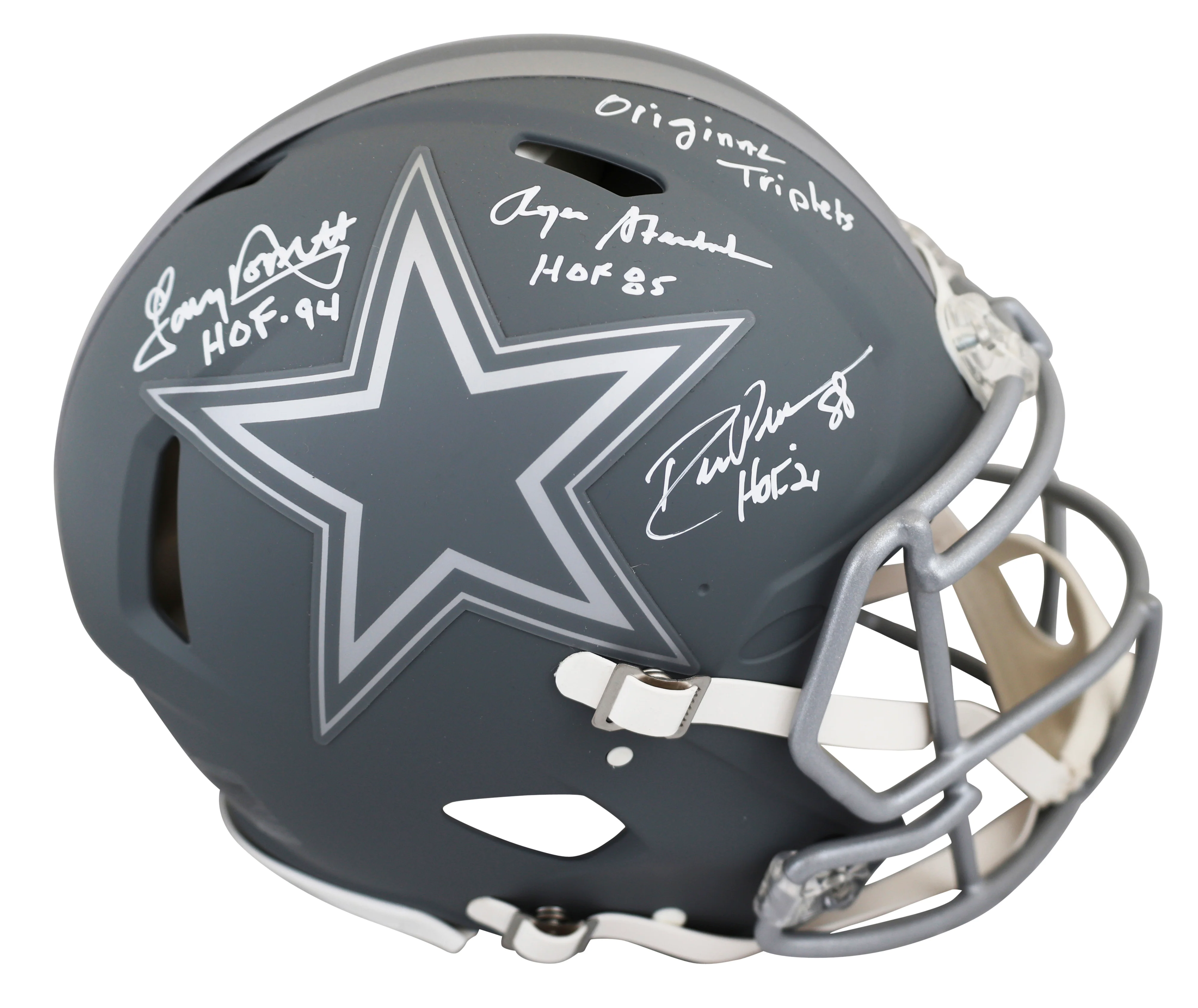 Cowboys Staubach, Dorsett & Pearson Signed Slate F/S Speed Proline Helmet BAS W - Image 2