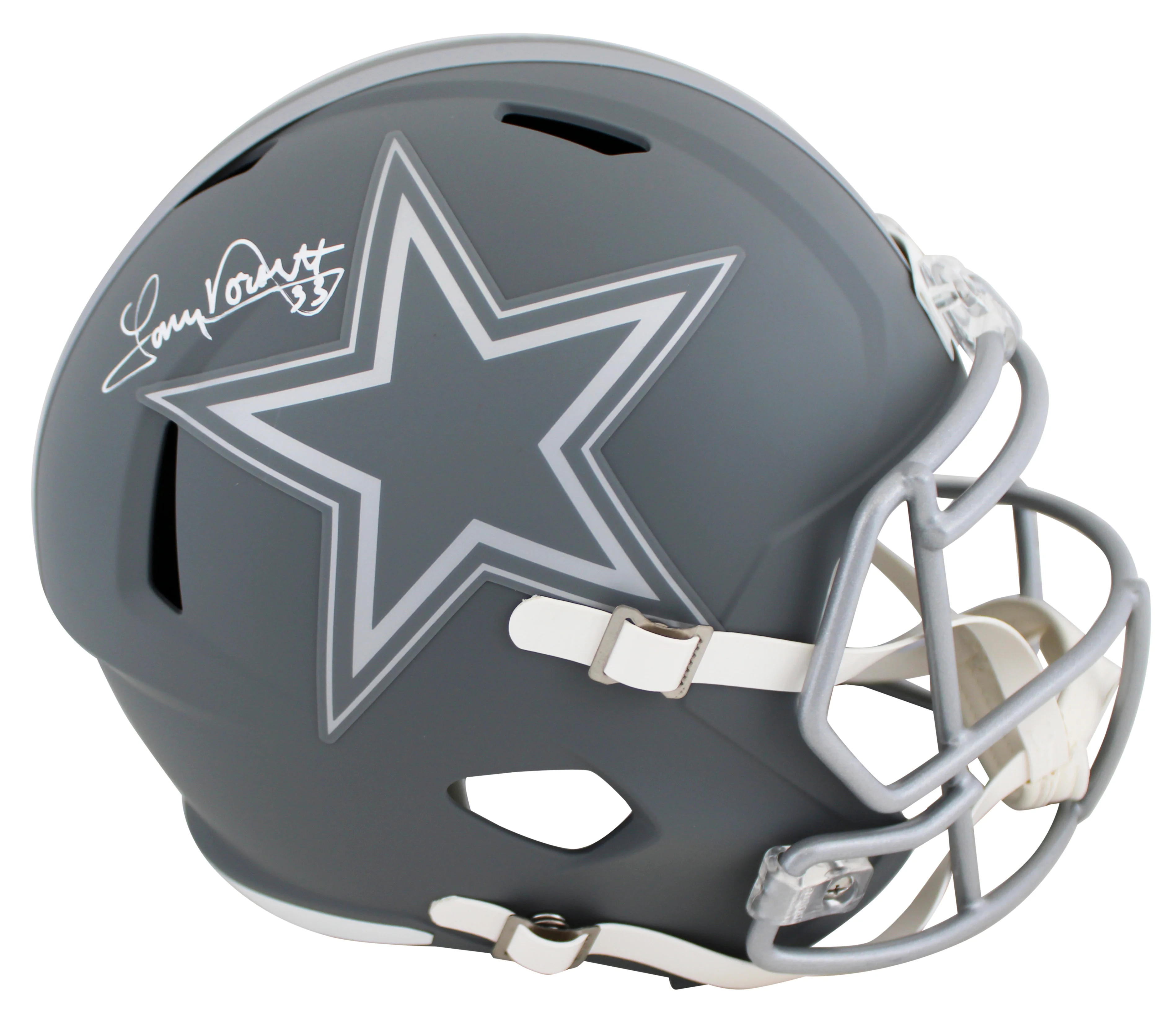 Cowboys Tony Dorsett Signed Slate Full Size Speed Rep Helmet W/ Case BAS Witness - Image 3