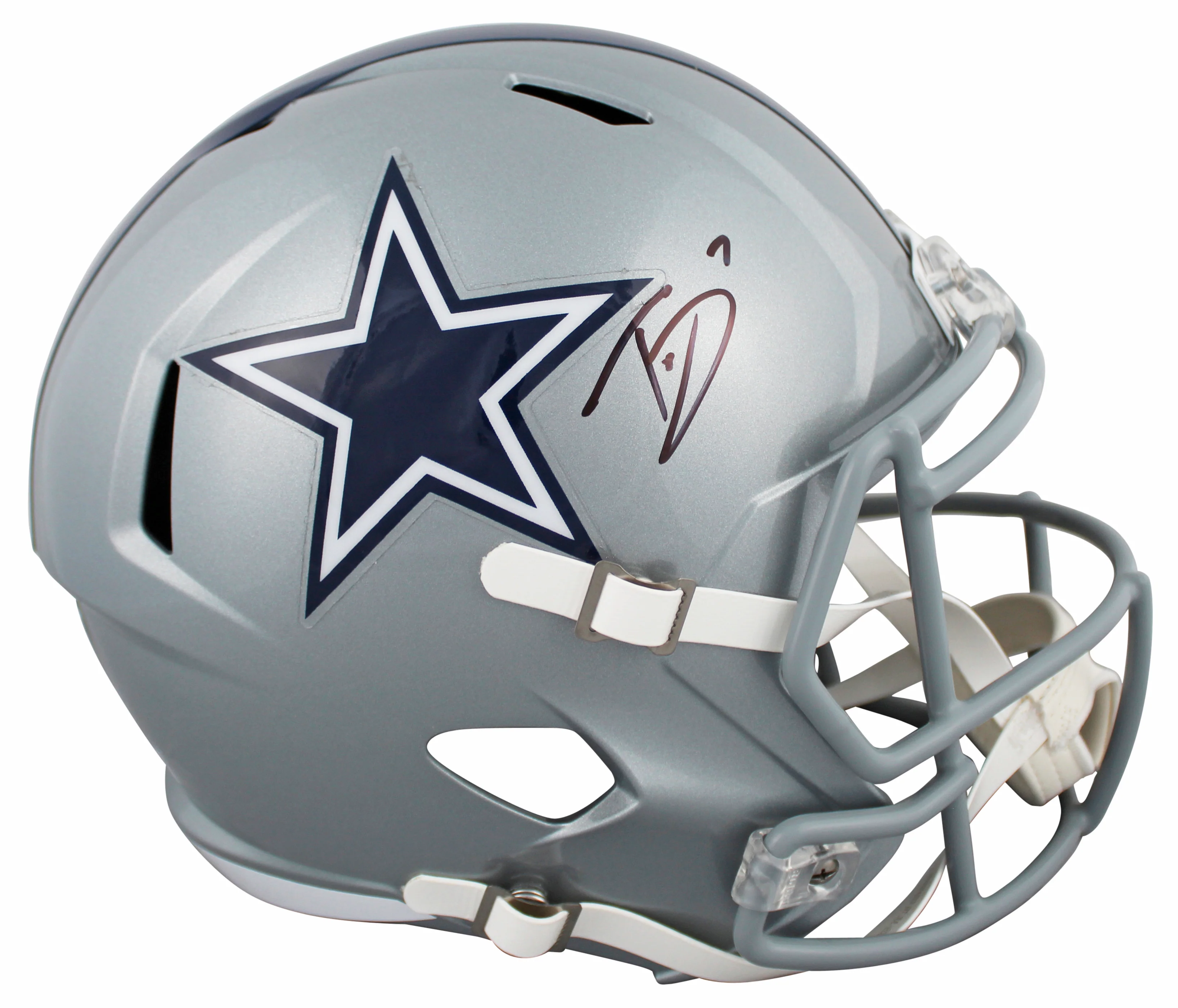 Cowboys Trevon Diggs Signed Full Size Speed Rep Helmet W/ Case BAS Witnessed - Image 3