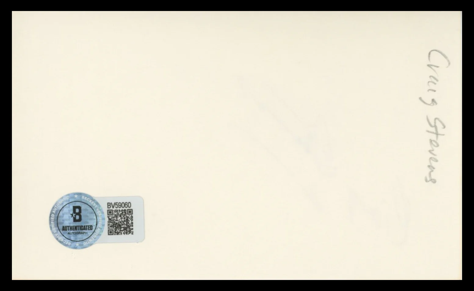 Craig Stevens Peter Gunn Authentic Signed 3x5 Index Card BAS #BV59060 - Image 3