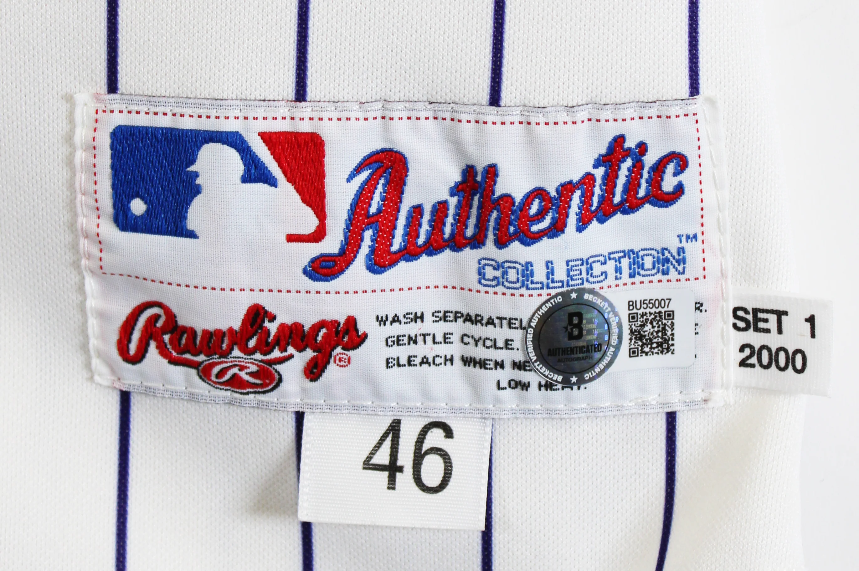 D-Backs Jay Bell Signed Game Used White Pinstripe Rawlings Jersey BAS #BU55007 - Image 6