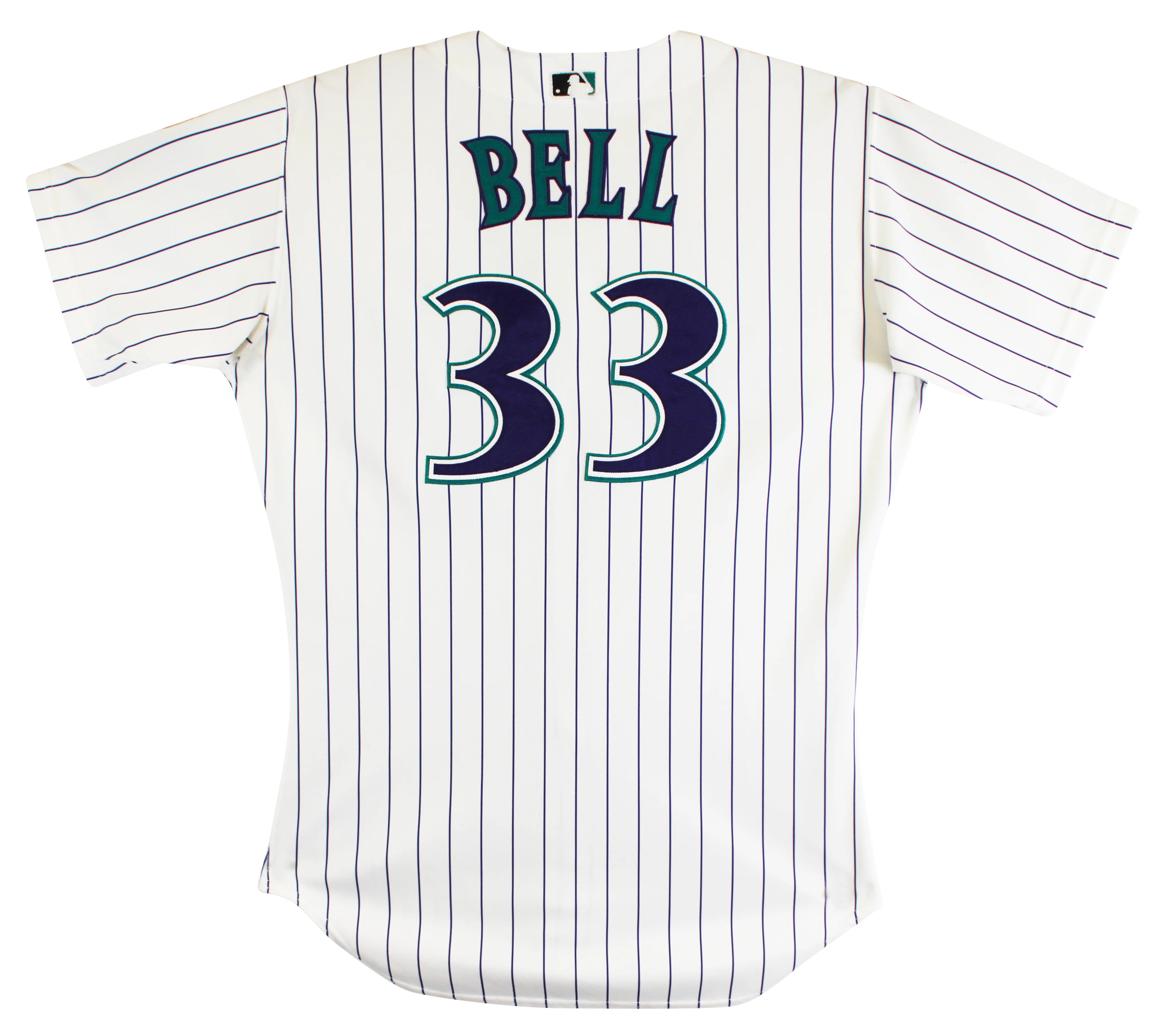 D-Backs Jay Bell Signed Game Used White Pinstripe Rawlings Jersey BAS #BU55007 - Image 7