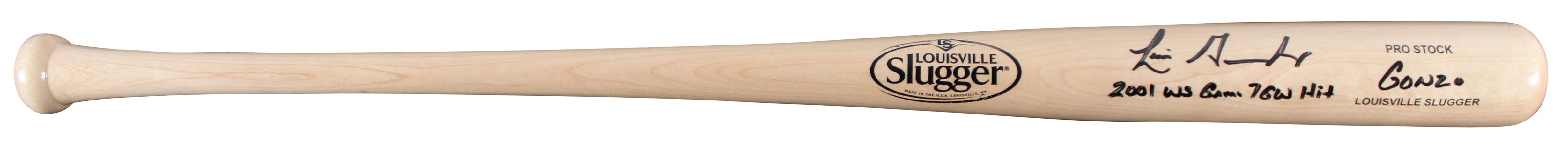 D-Backs Luis Gonzalez "2x Insc" Signed Blonde Louisville Slugger Bat BAS Witness - Image 3