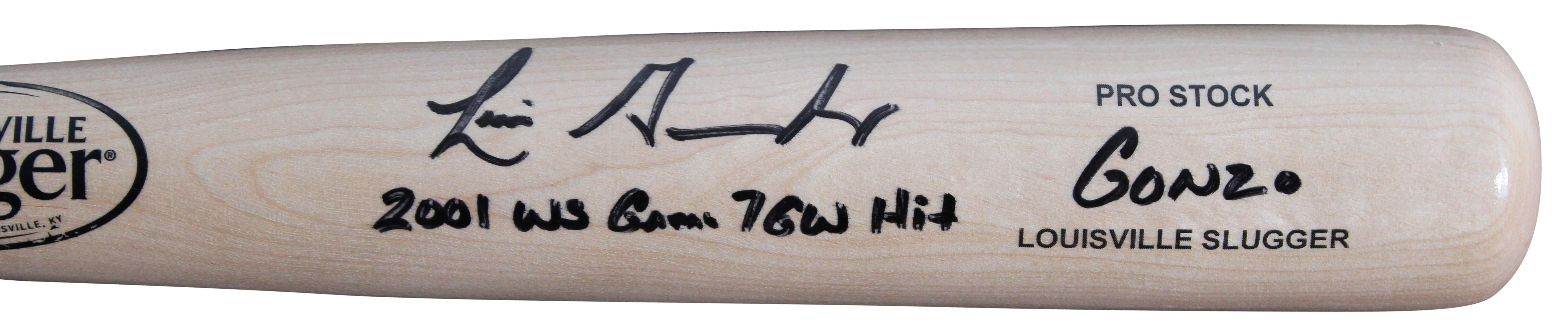 D-Backs Luis Gonzalez "2x Insc" Signed Blonde Louisville Slugger Bat BAS Witness - Image 4