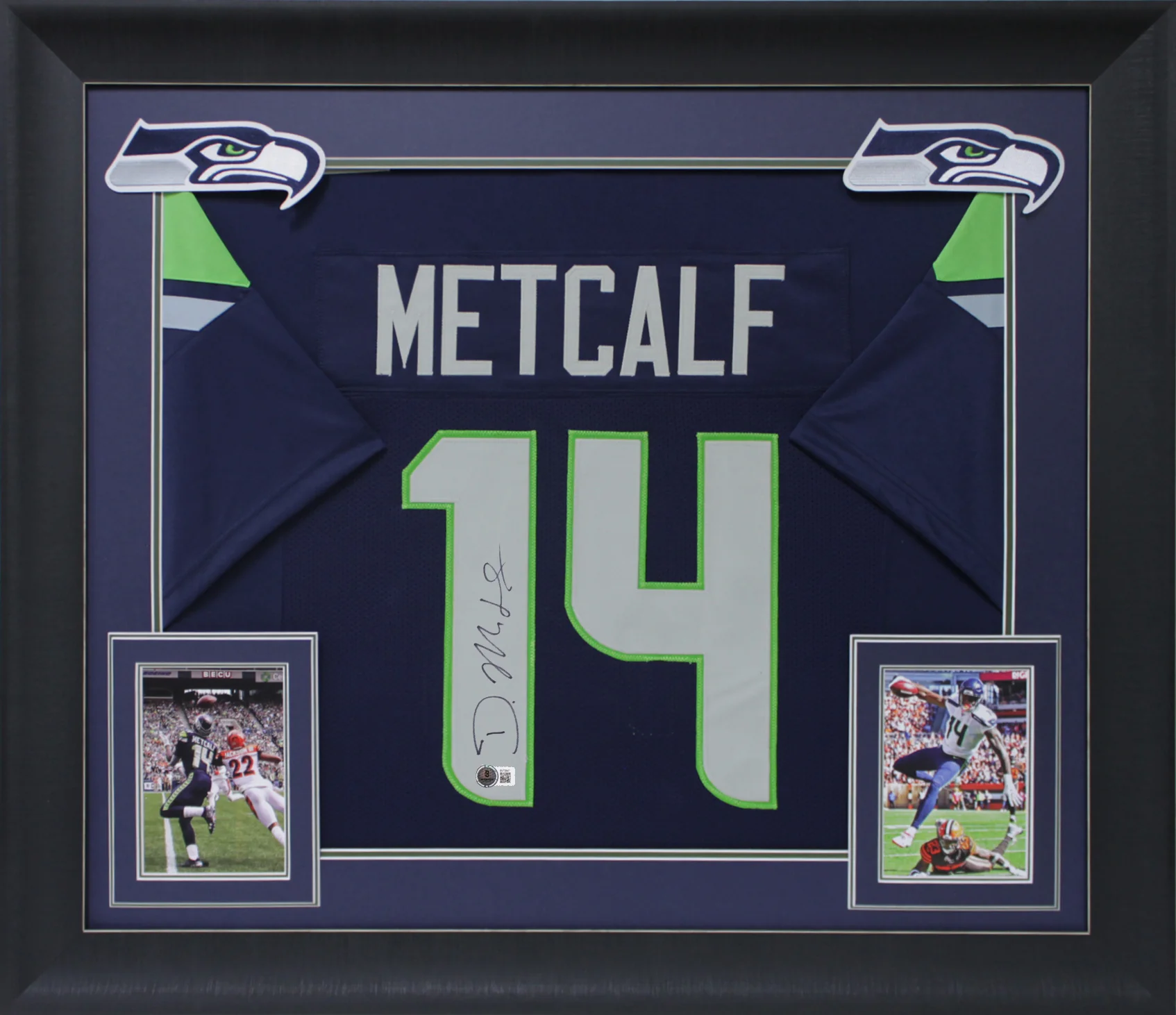 D.K. Metcalf Authentic Signed Navy Blue Pro Style Framed Jersey BAS 2 - Image 2