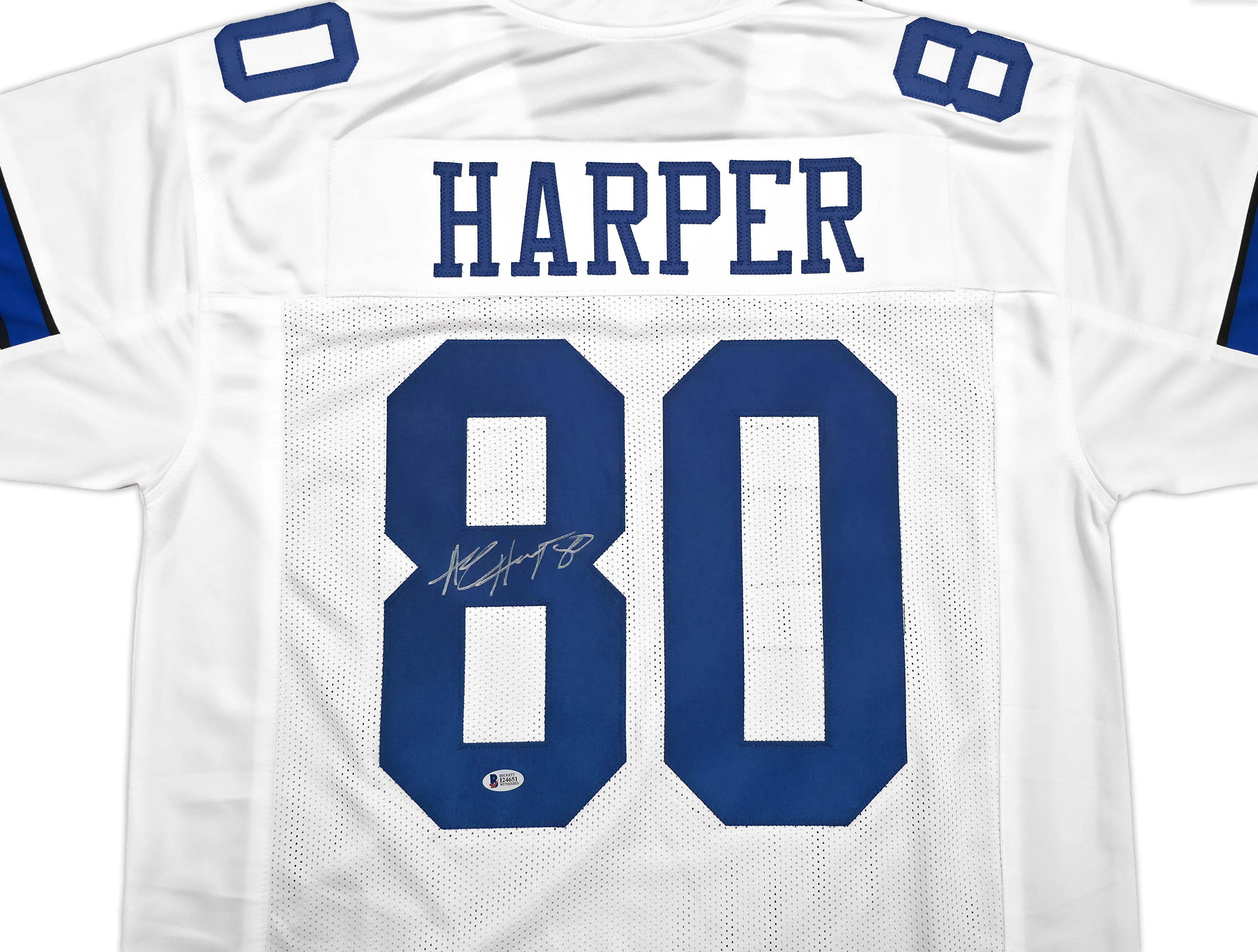 Dallas Cowboys Alvin Harper Autographed White Jersey Beckett BAS Witness Stock #253766 - Image 2