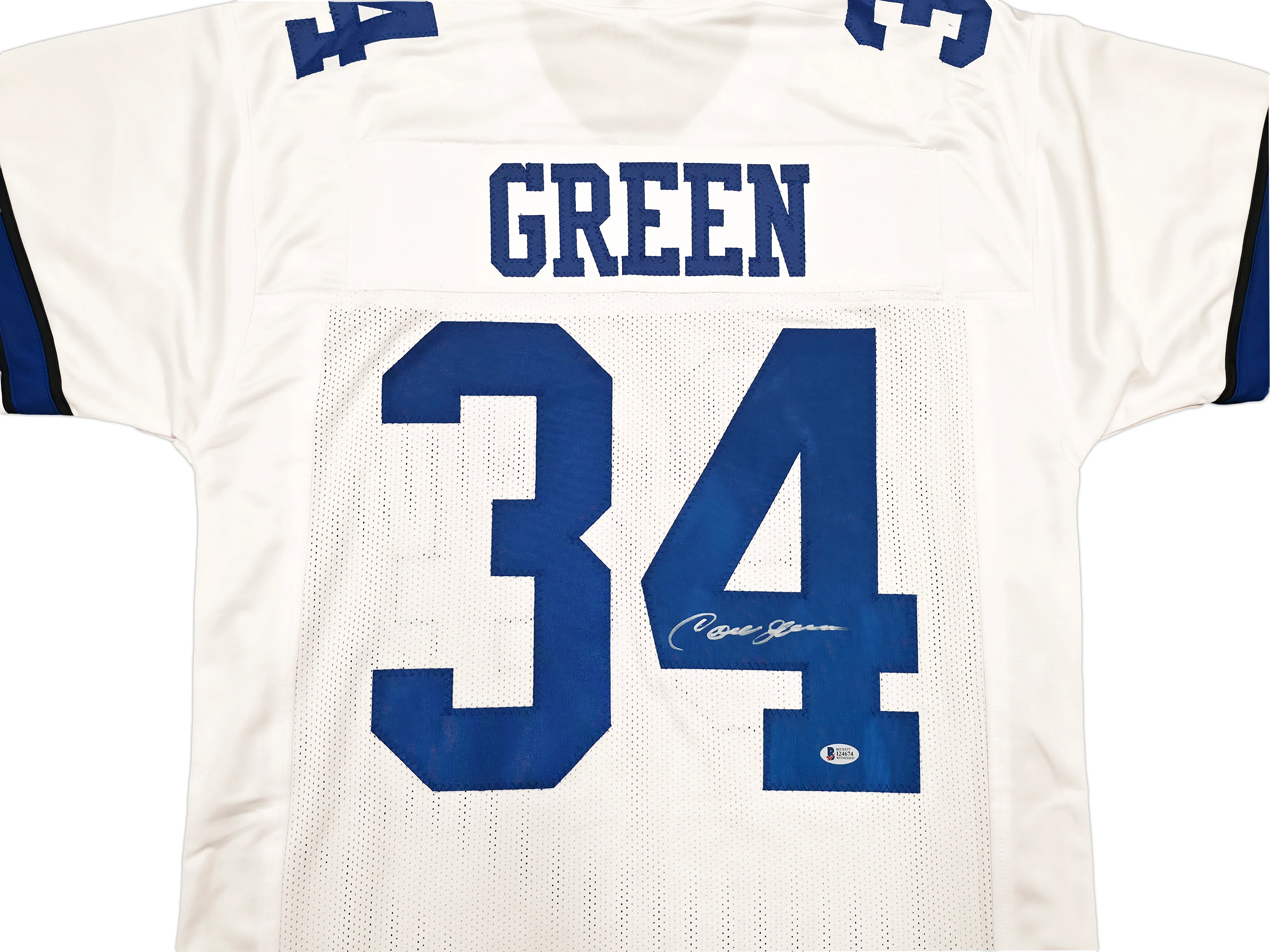 Dallas Cowboys Cornell Green Autographed White Jersey Beckett BAS Witness Stock #257838 - Image 2