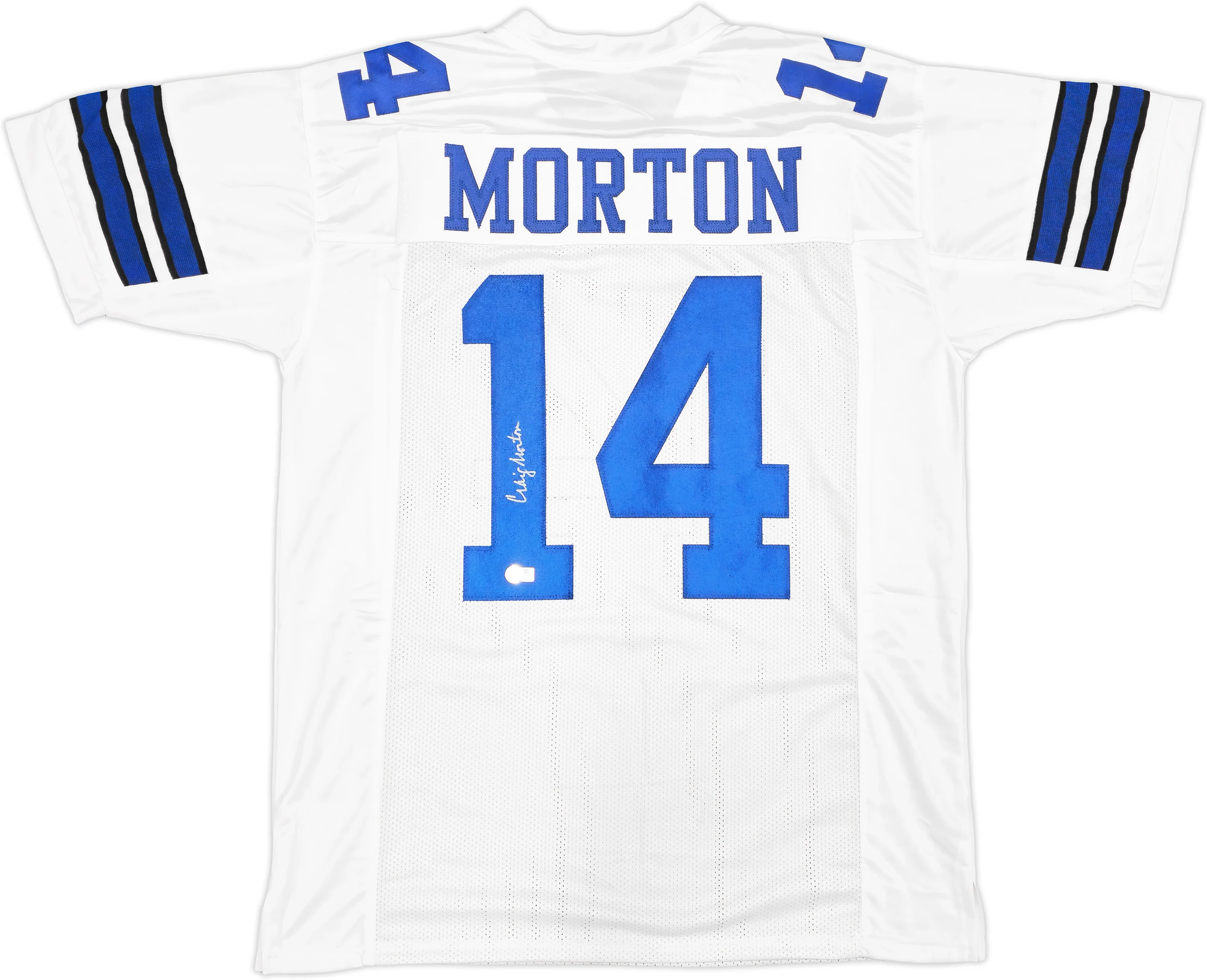 Dallas Cowboys Craig Morton Autographed White & Blue Jersey Beckett BAS QR Stock #233738 - Image 2