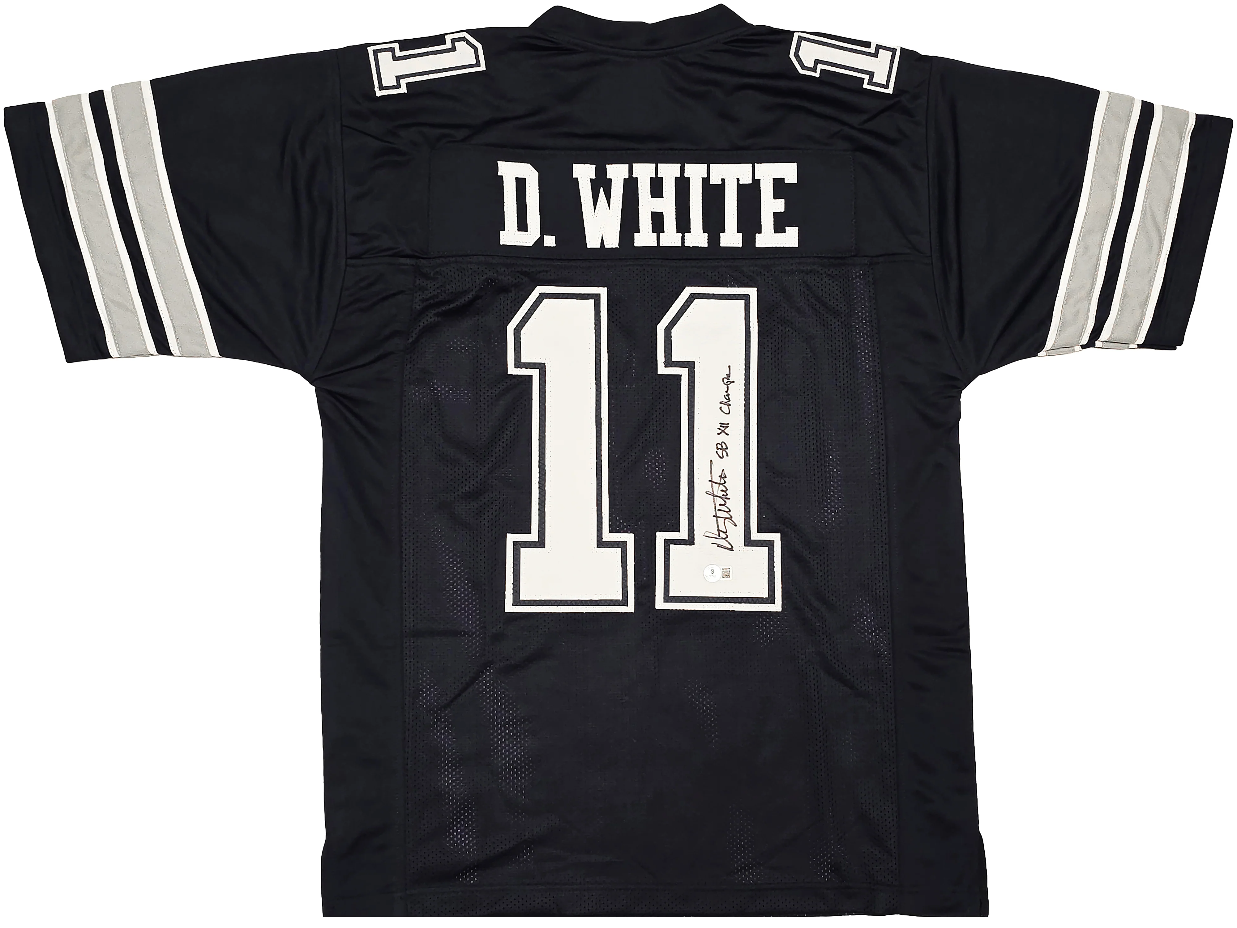Dallas Cowboys Danny White Autographed Blue Jersey "SB XII Champs" Beckett BAS Witness Stock #260078