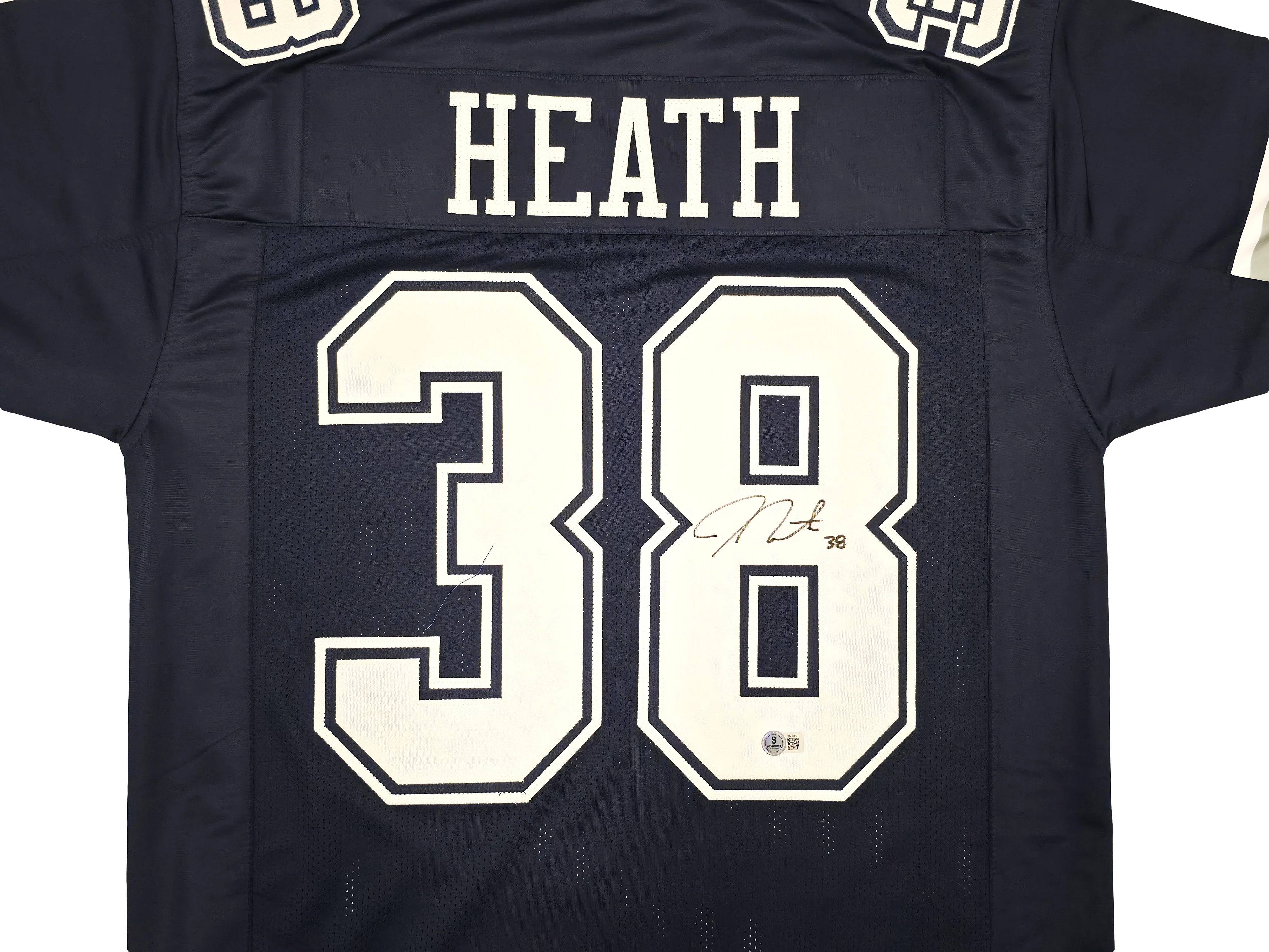Dallas Cowboys Jeff Heath Autographed Blue Jersey Beckett BAS QR Stock #254161 - Image 2