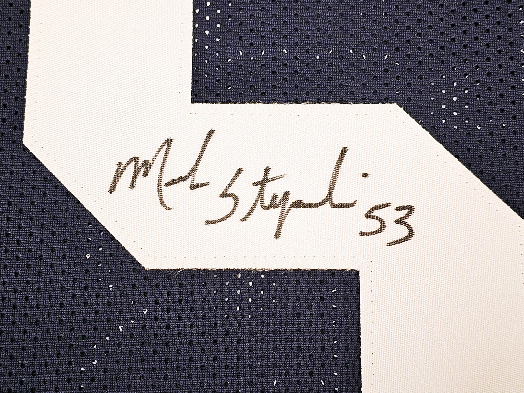 Dallas Cowboys Mark Stepnoski Autographed Dark Blue Jersey Beckett BAS Stock #216614 - Image 4