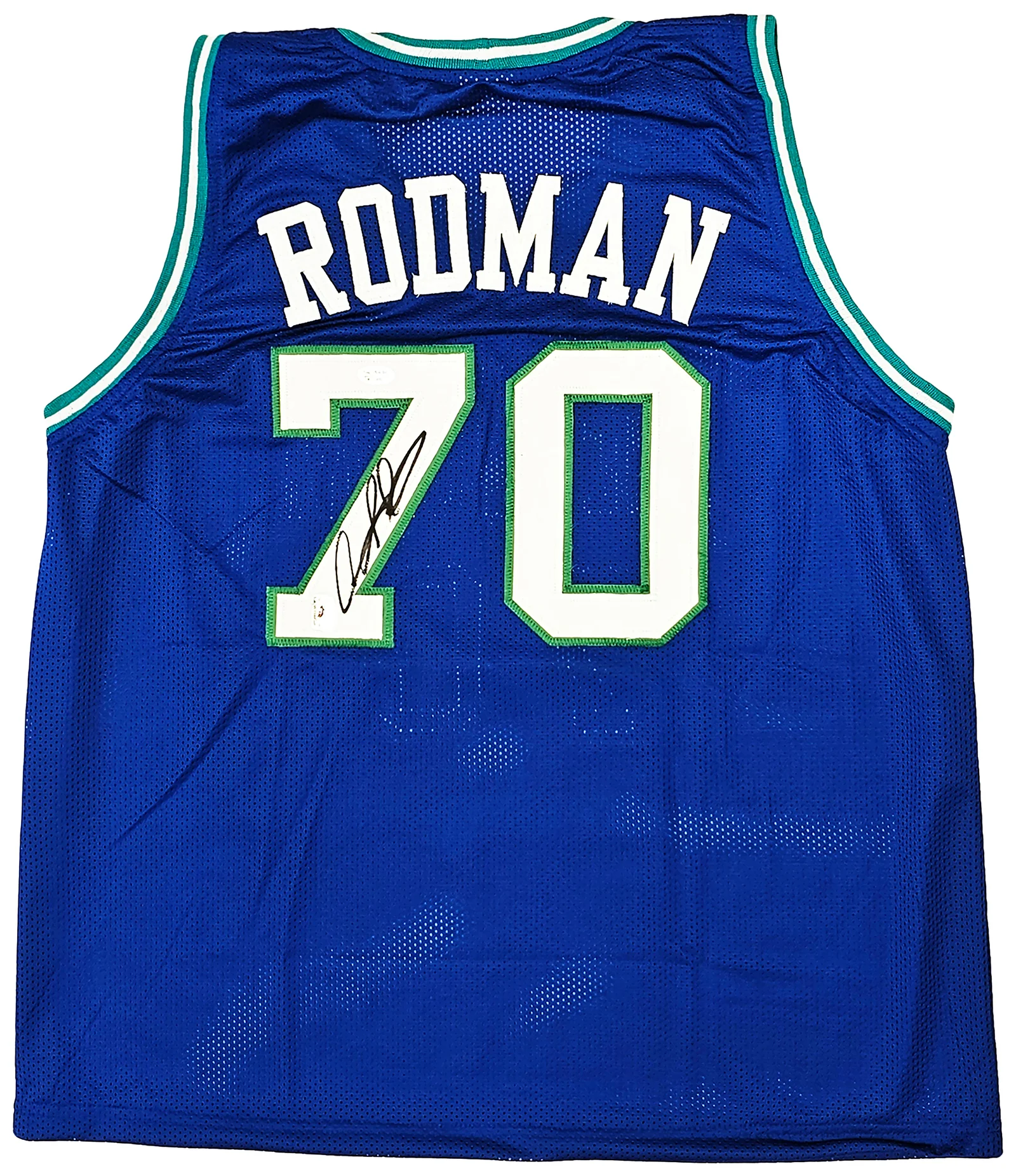 Dallas Mavericks Dennis Rodman Autographed Blue Jersey JSA Stock #215729 - Image 2