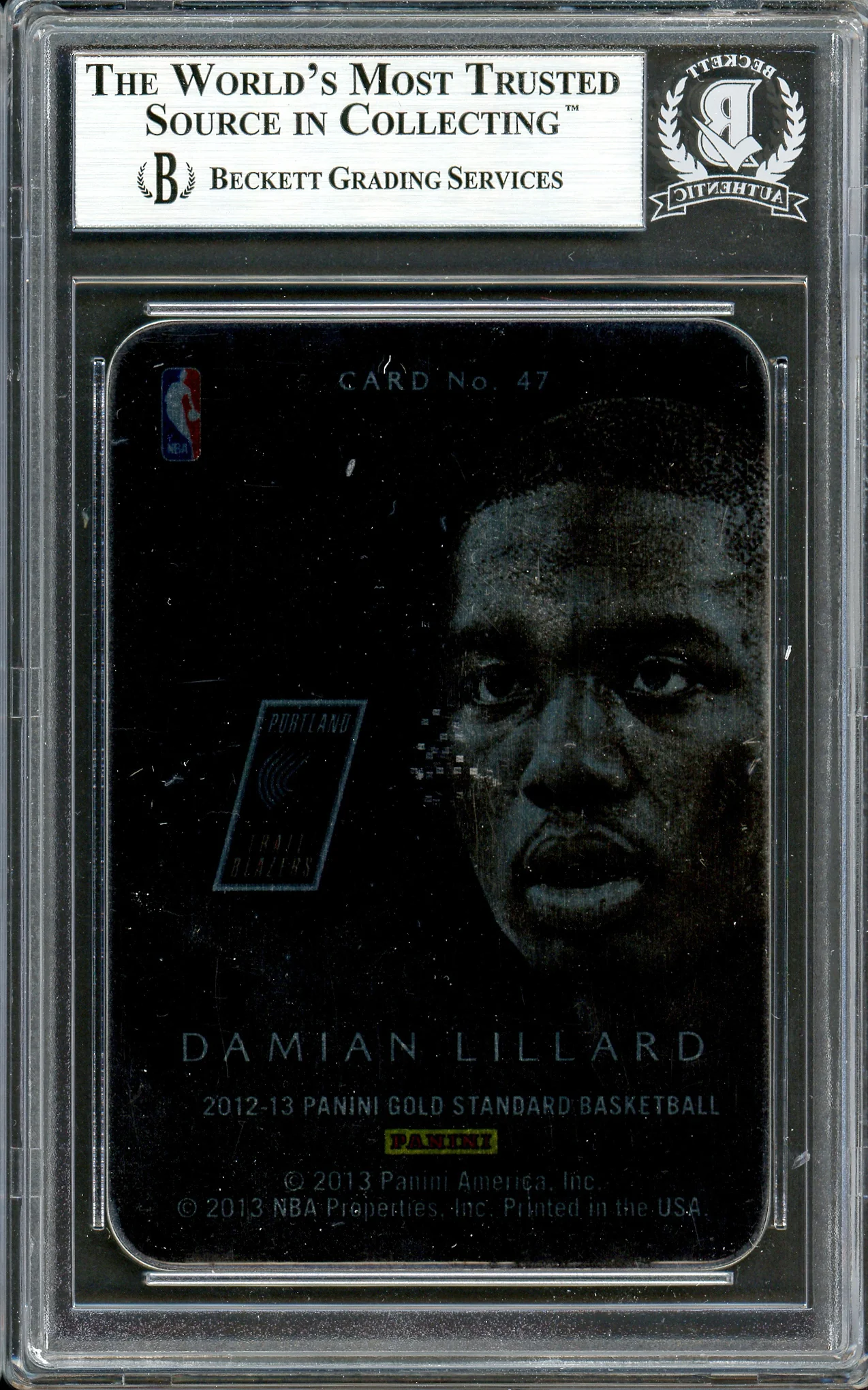 Damian Lillard Autographed 2012-13 Panini Gold Standard Metal Rookie Card #47 Portland Trail Blazers Beckett BAS #13609495 - Image 2