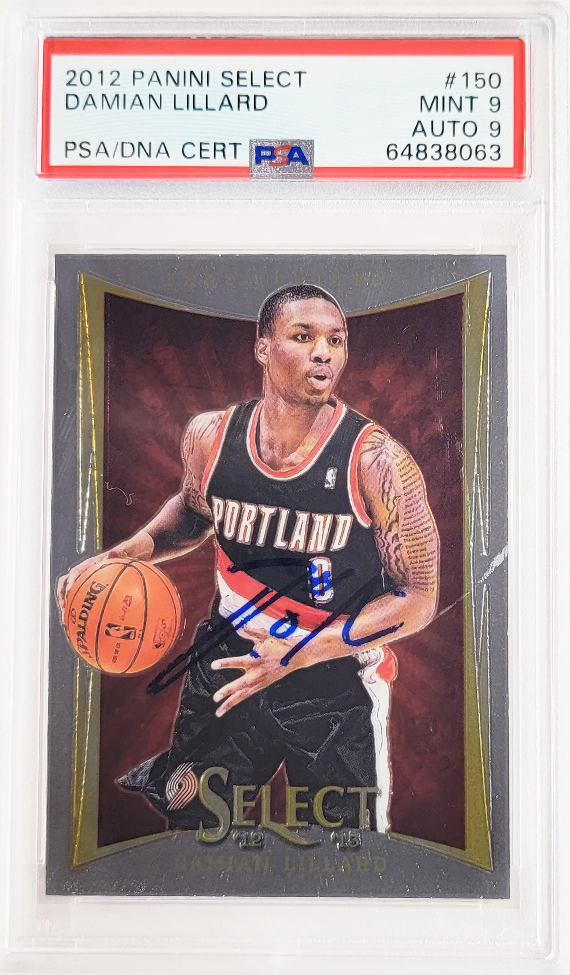 Damian Lillard Autographed 2012-13 Panini Select Rookie Card #150 Portland Trail Blazers PSA 9 Auto Grade Mint 9 On Card PSA/DNA #64838063 - Image 2