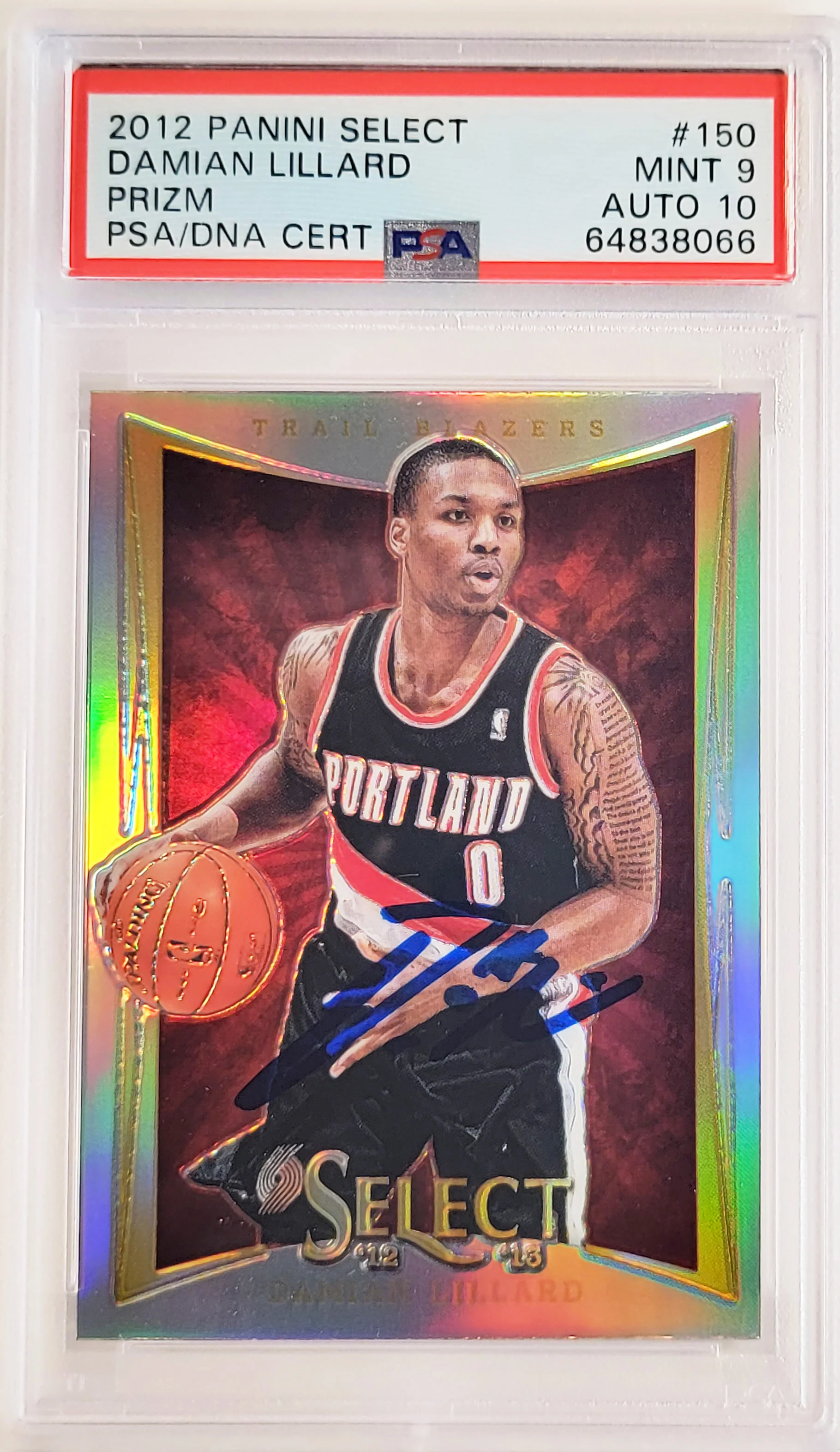 Damian Lillard Autographed 2012-13 Panini Select Silver Prizm Rookie Card #150 Portland Trail Blazers PSA 9 Auto Grade Gem Mint 10 On Card Highest Graded PSA/DNA #64838066 - Image 2