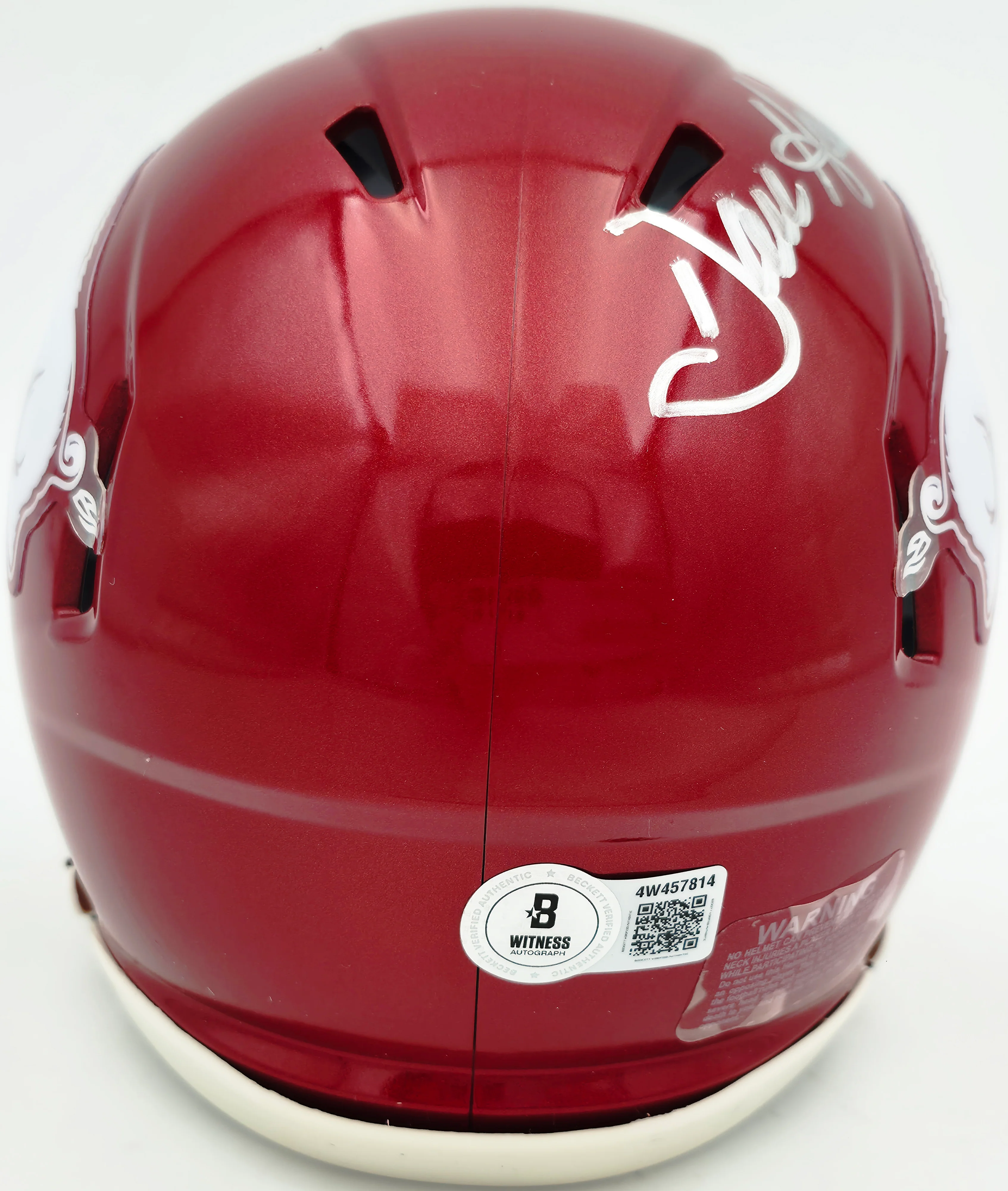 Dan Hampton Autographed Arkansas Razorbacks Red Speed Mini Helmet Beckett BAS Witness Stock #261960 - Image 5