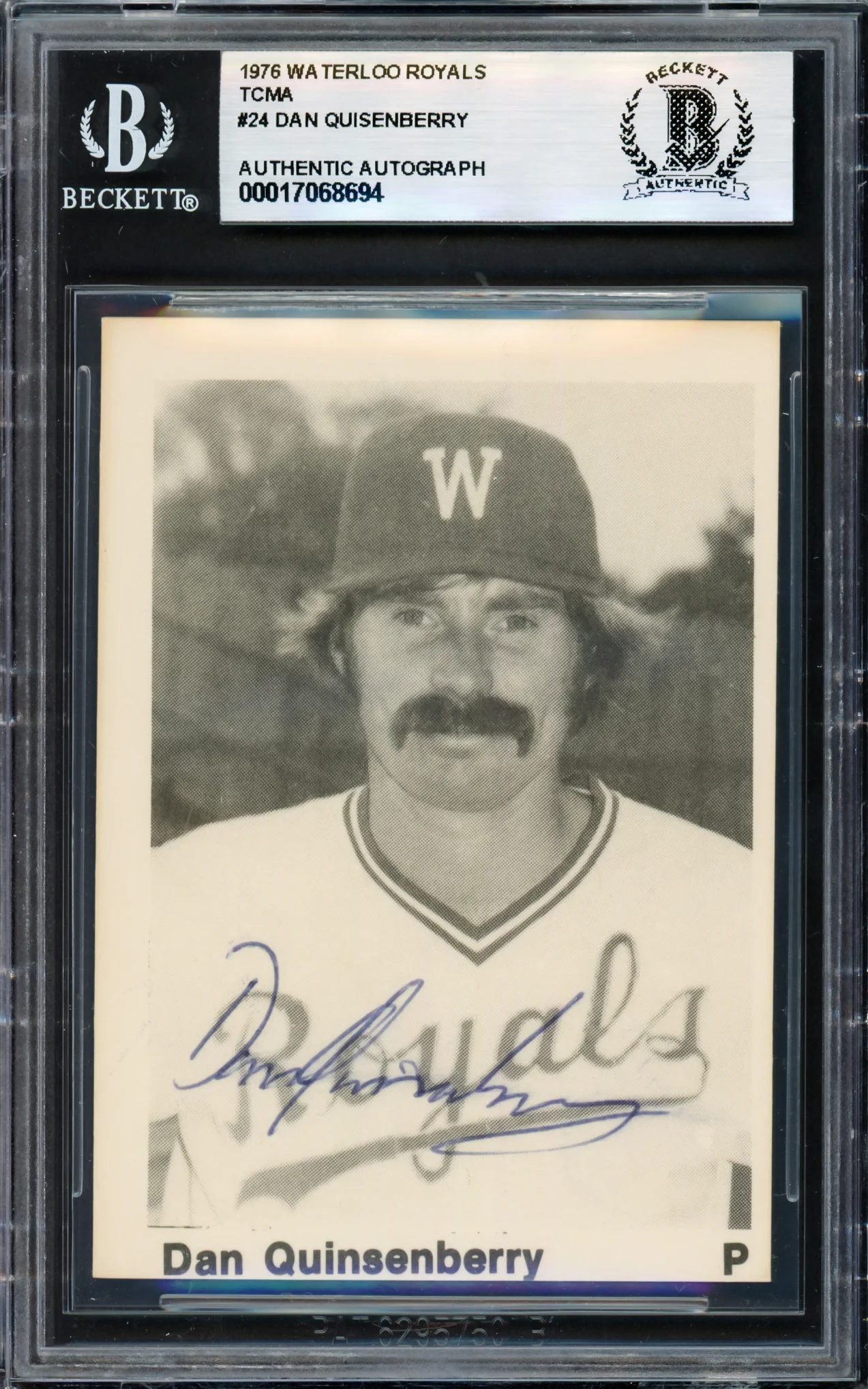 Dan Quisenberry Autographed 1975 TCMA Rookie Card #2 Waterloo Royals Beckett BAS #17068694 - Image 3