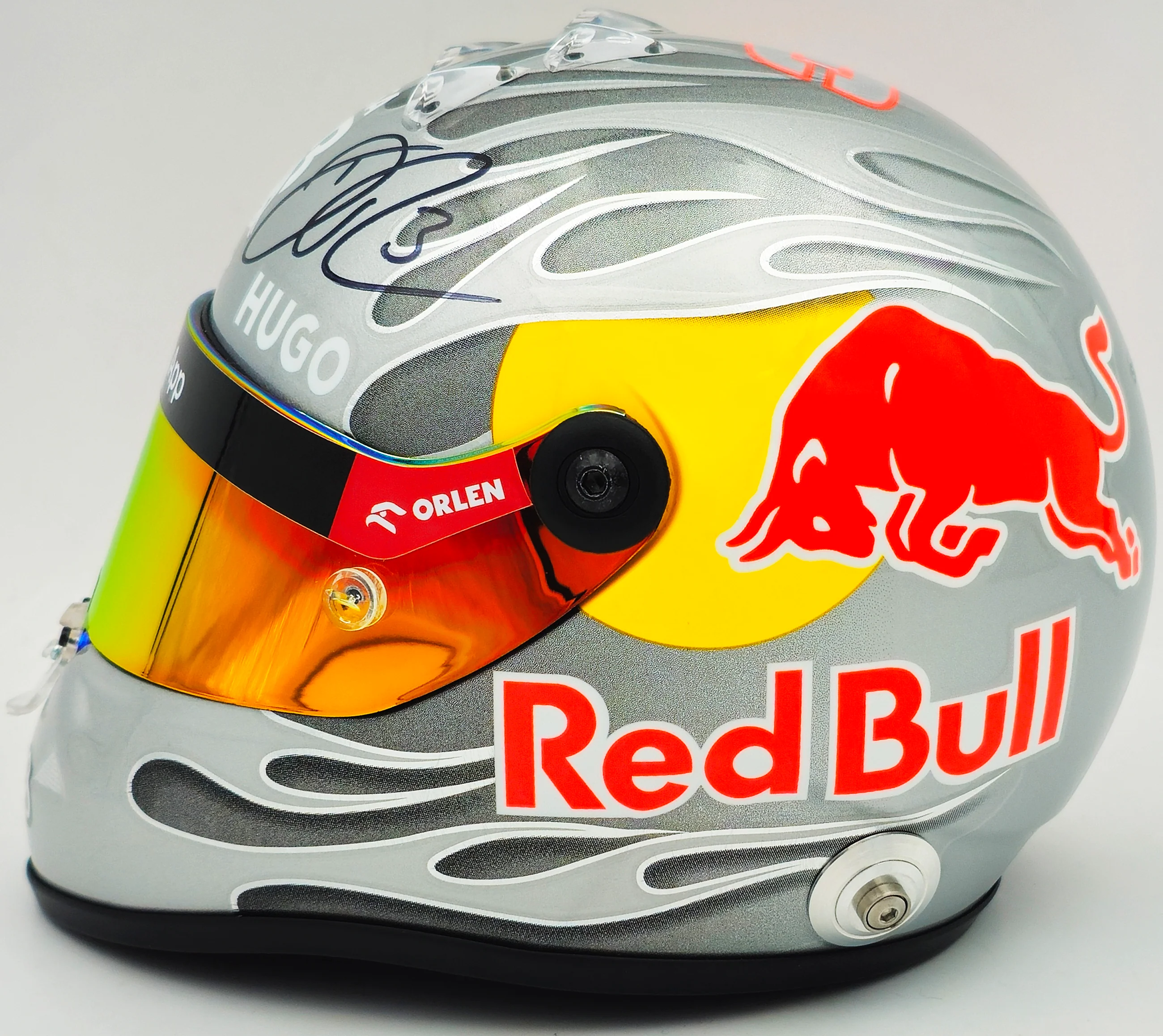 Daniel Ricciardo Autographed Red Bull Racing Silver Authentic Mini Helmet Beckett BAS QR #BR45034 - Image 3