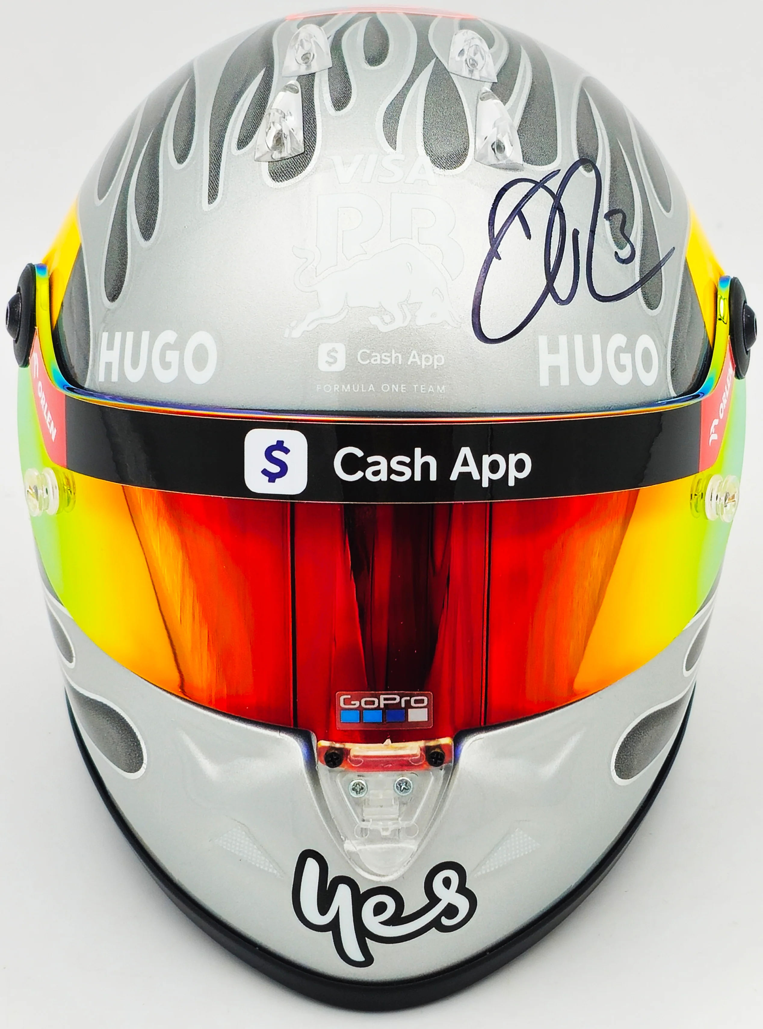 Daniel Ricciardo Autographed Red Bull Racing Silver Authentic Mini Helmet Beckett BAS QR #BR45034 - Image 4