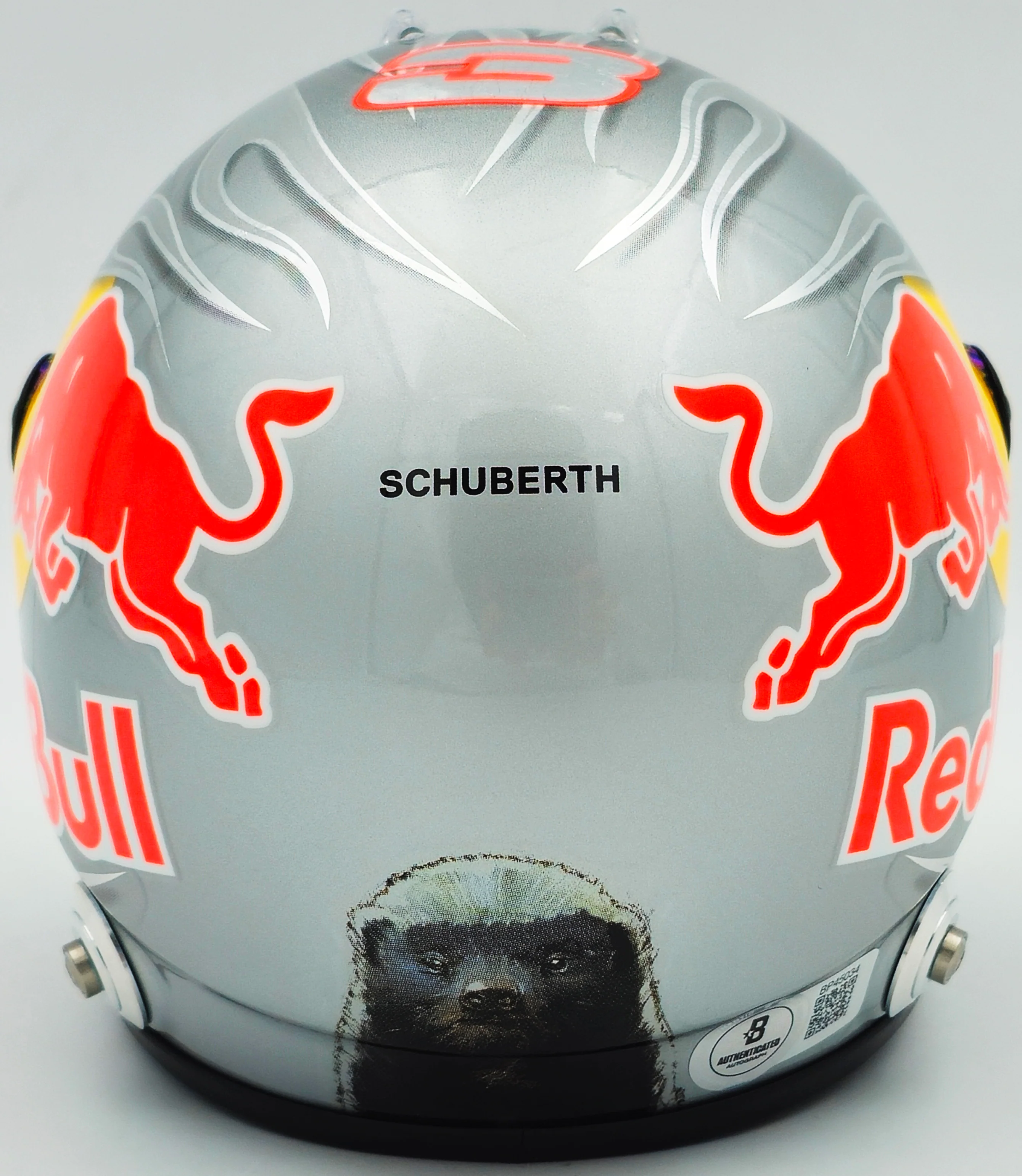 Daniel Ricciardo Autographed Red Bull Racing Silver Authentic Mini Helmet Beckett BAS QR #BR45034 - Image 5