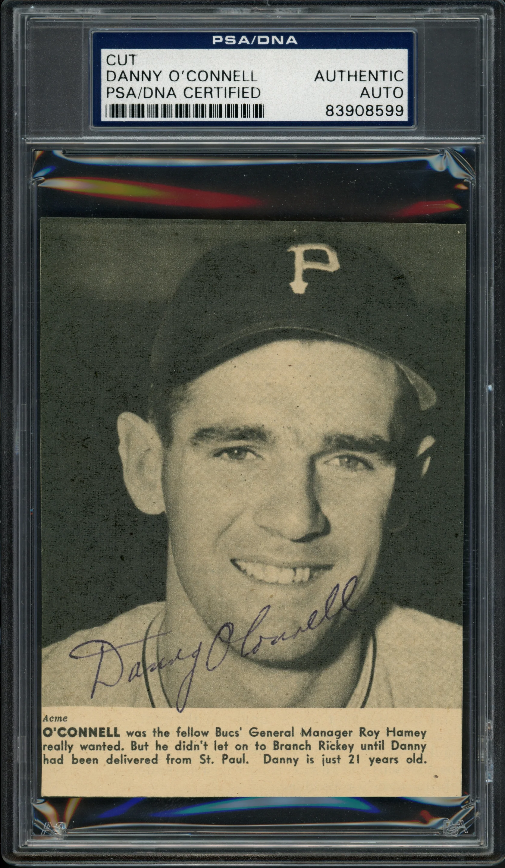 Danny O'Connell Autographed 3.5x5 Magazine Page Photo Pittsburgh Pirates PSA/DNA #83908599