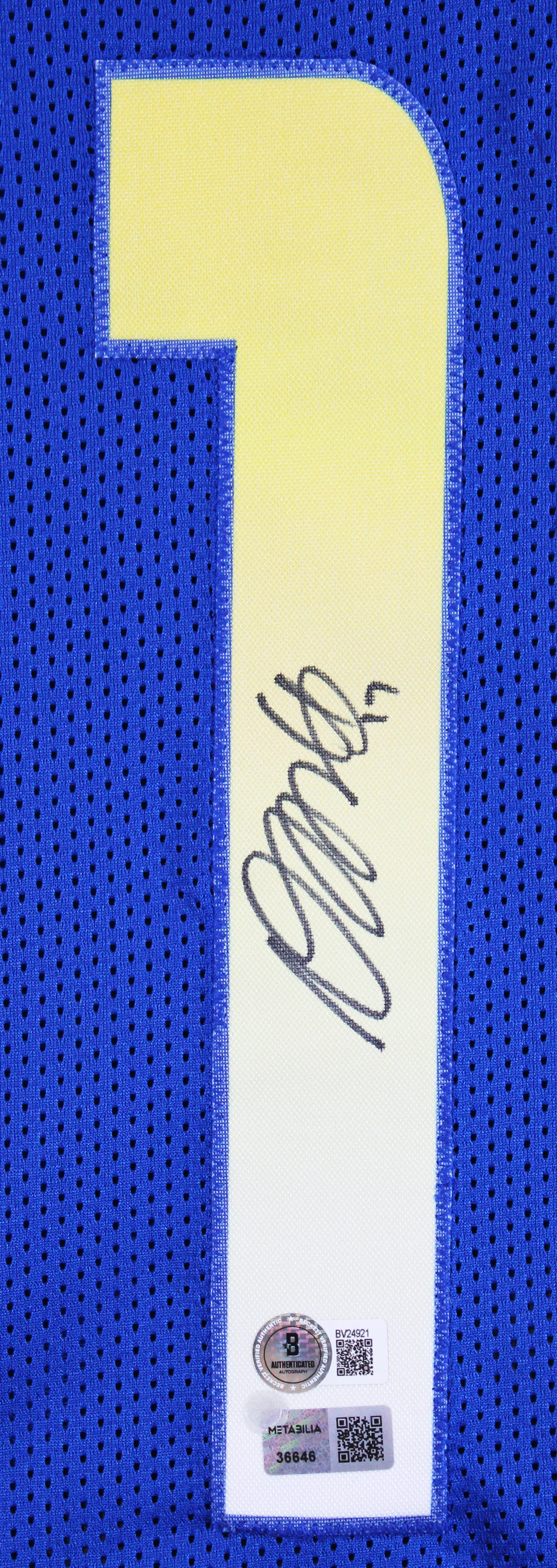 Davante Adams Authentic Signed Blue Pro Style Framed Jersey Autographed BAS 2 - Image 3
