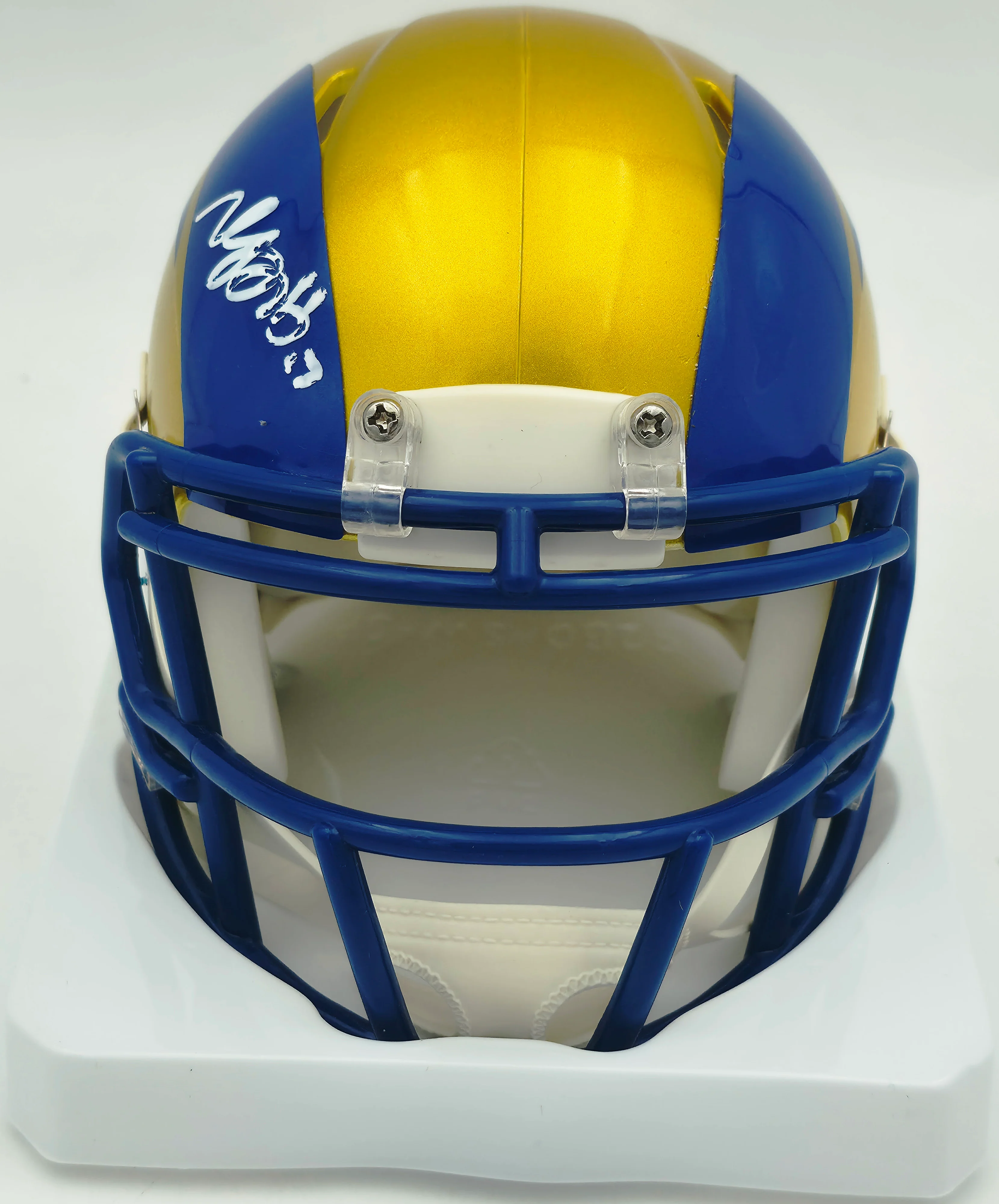 Davante Adams Autographed Los Angeles Rams Flash Yellow Speed Mini Helmet (Smudged) Beckett BAS Witness #4W061367 - Image 3