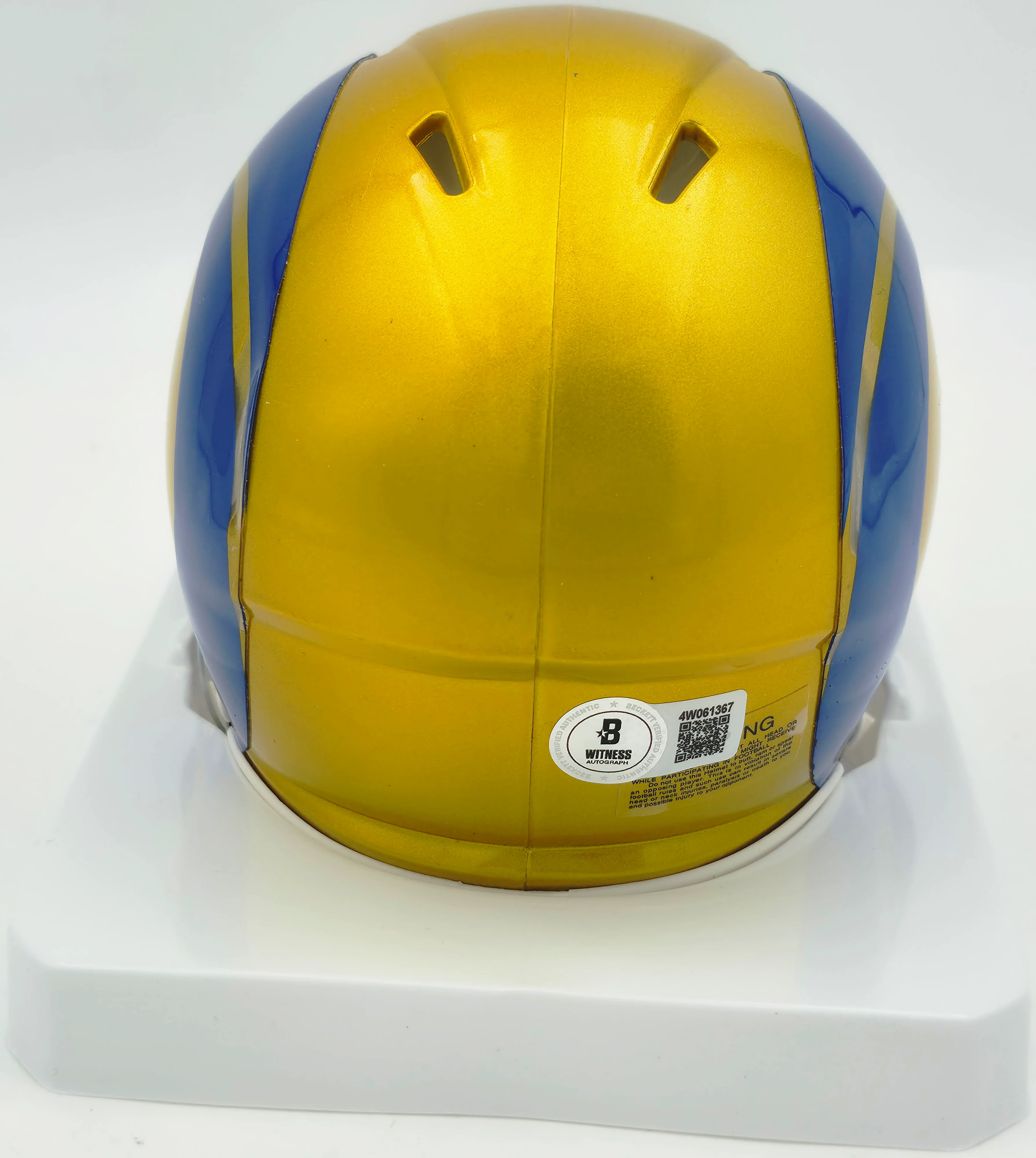 Davante Adams Autographed Los Angeles Rams Flash Yellow Speed Mini Helmet (Smudged) Beckett BAS Witness #4W061367 - Image 4