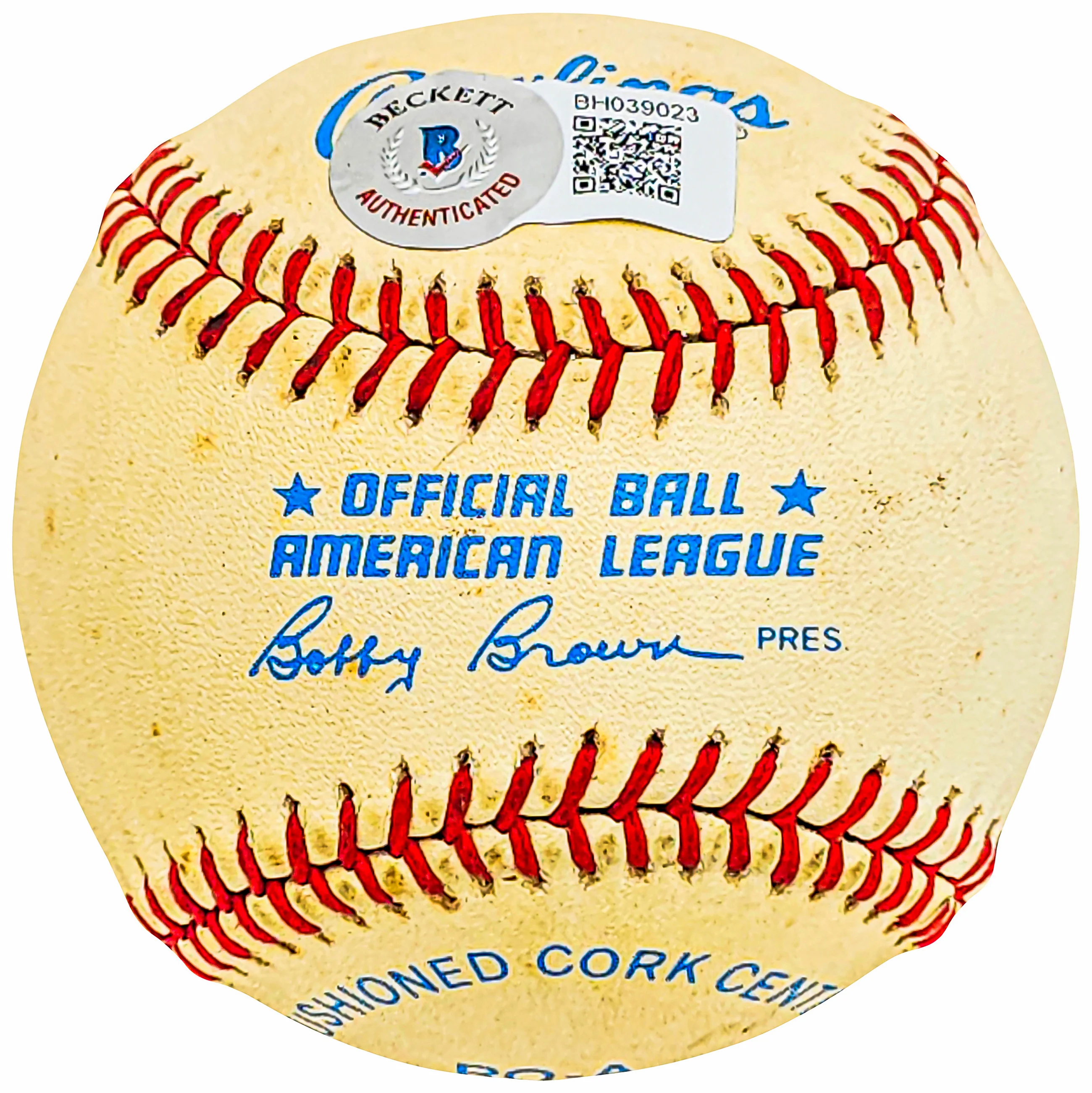 Dave Cole Autographed Official AL Baseball Boston Braves Vintage Signature Beckett BAS QR #BH039023 - Image 2